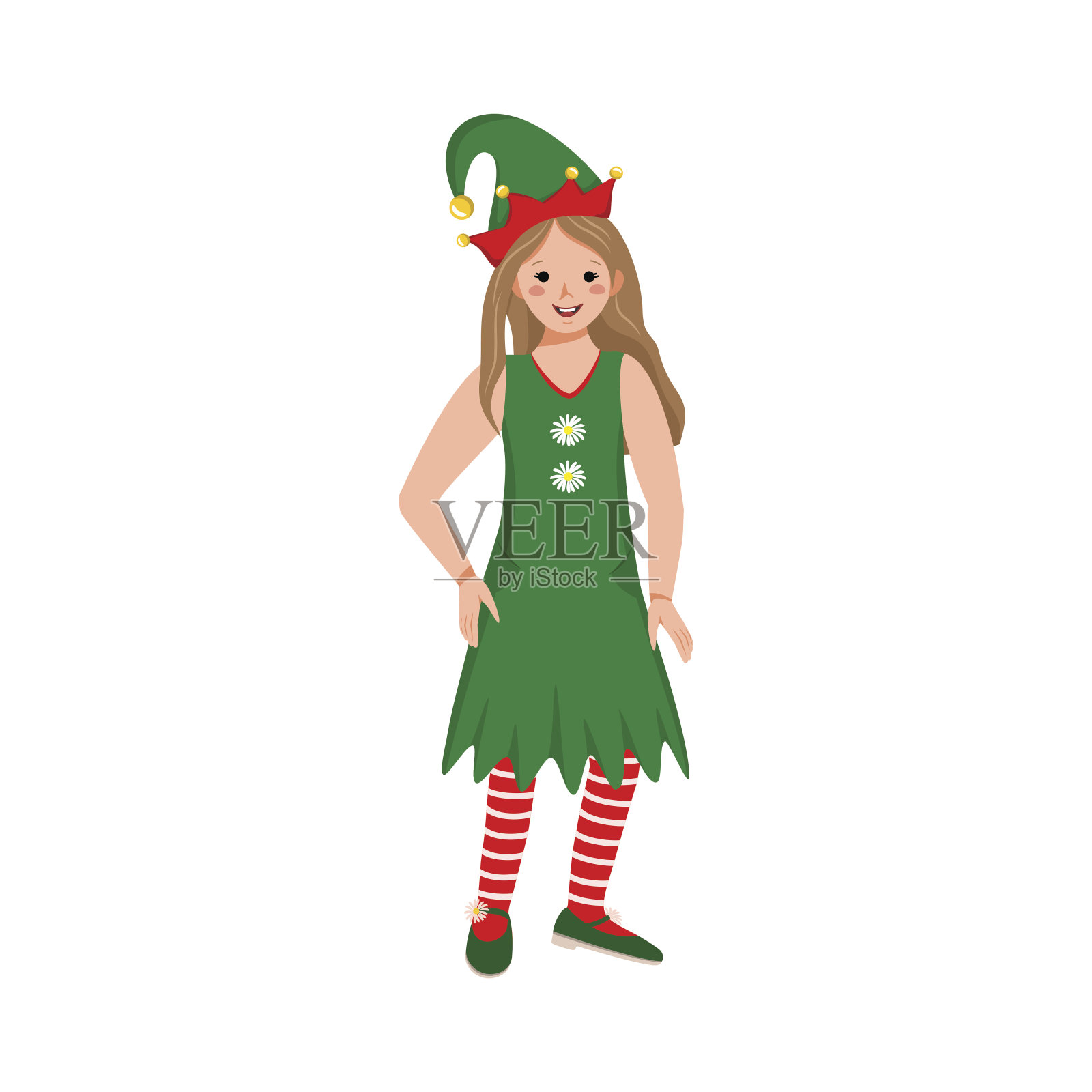 穿着节日精灵服装的女孩设计元素图片