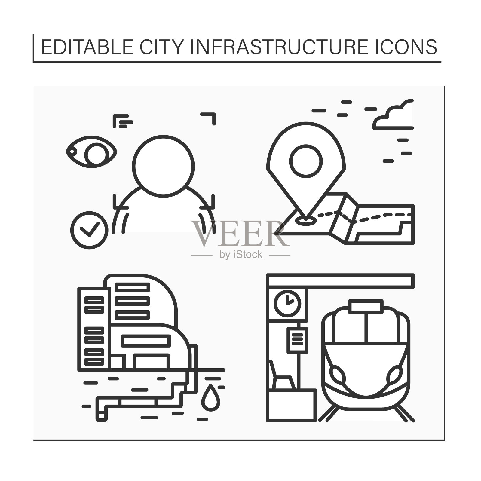 城市基础设施线路图标设置图标素材