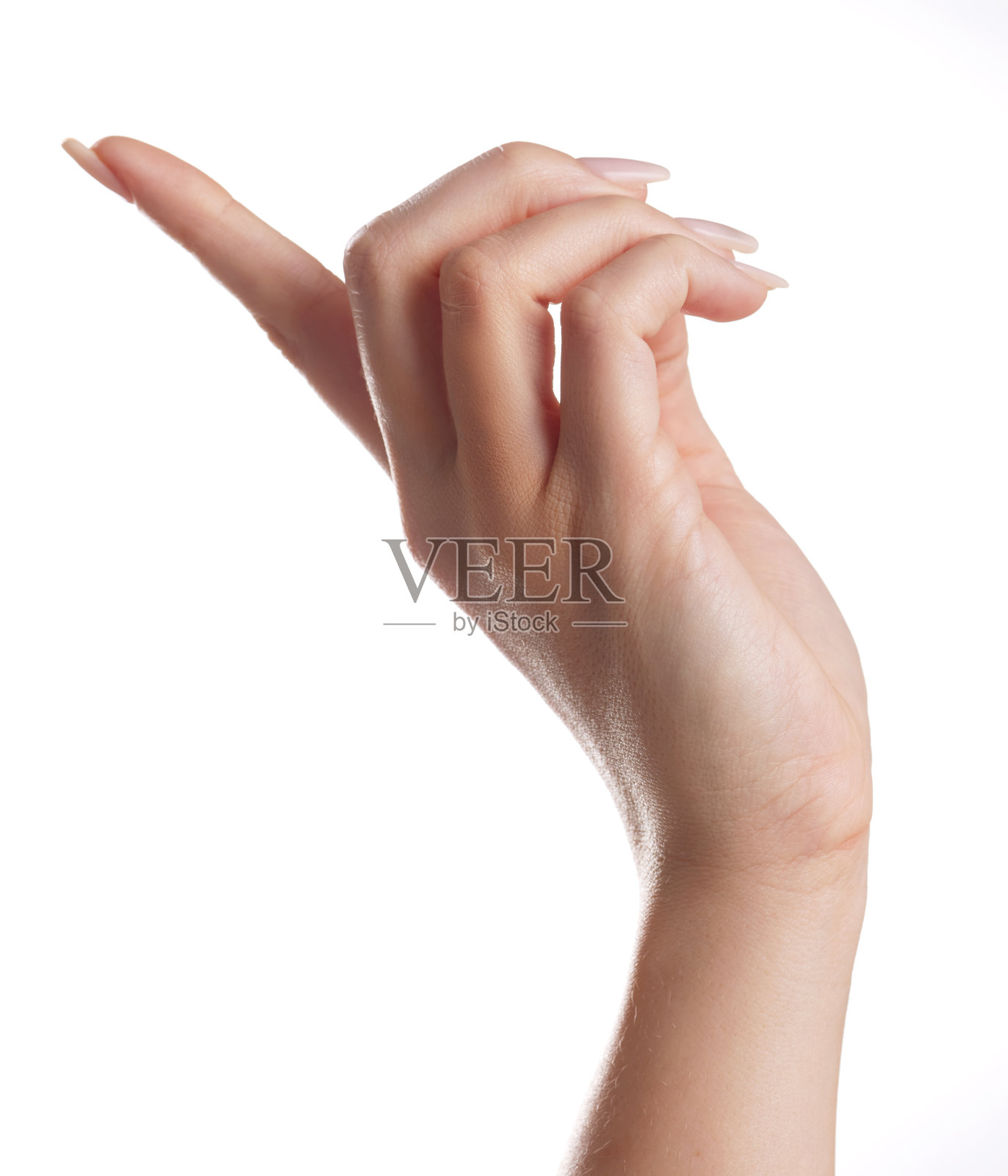 在白色背景下，摄影棚里拍摄了无法辨认的手指照片摄影图片
