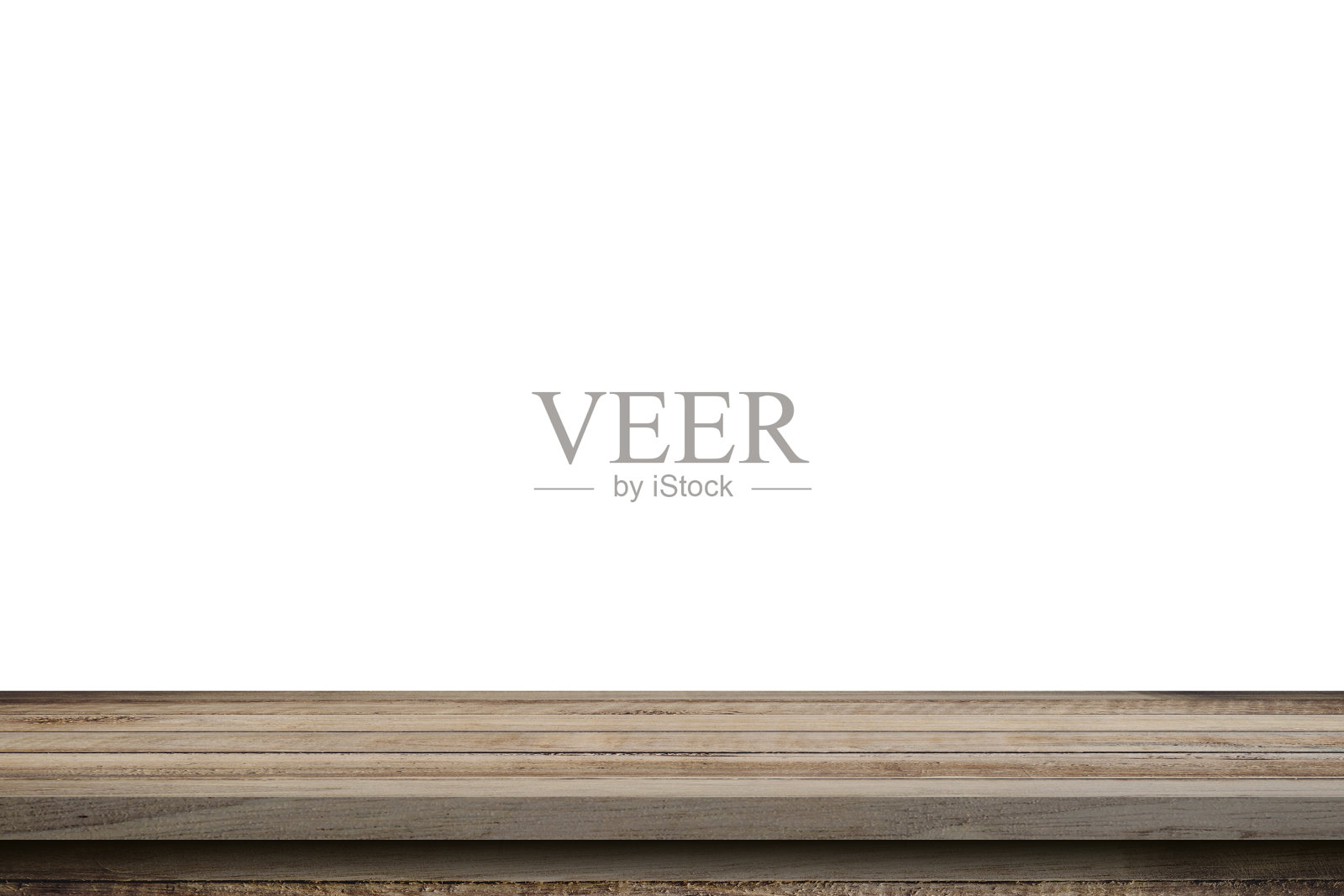 空木桌隔离白色背景和显示蒙太奇复制空间的产品。照片摄影图片