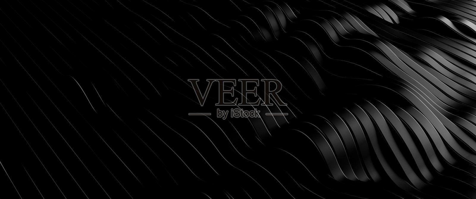 黑色与银色抽象，现代条纹背景- 3D插图照片摄影图片
