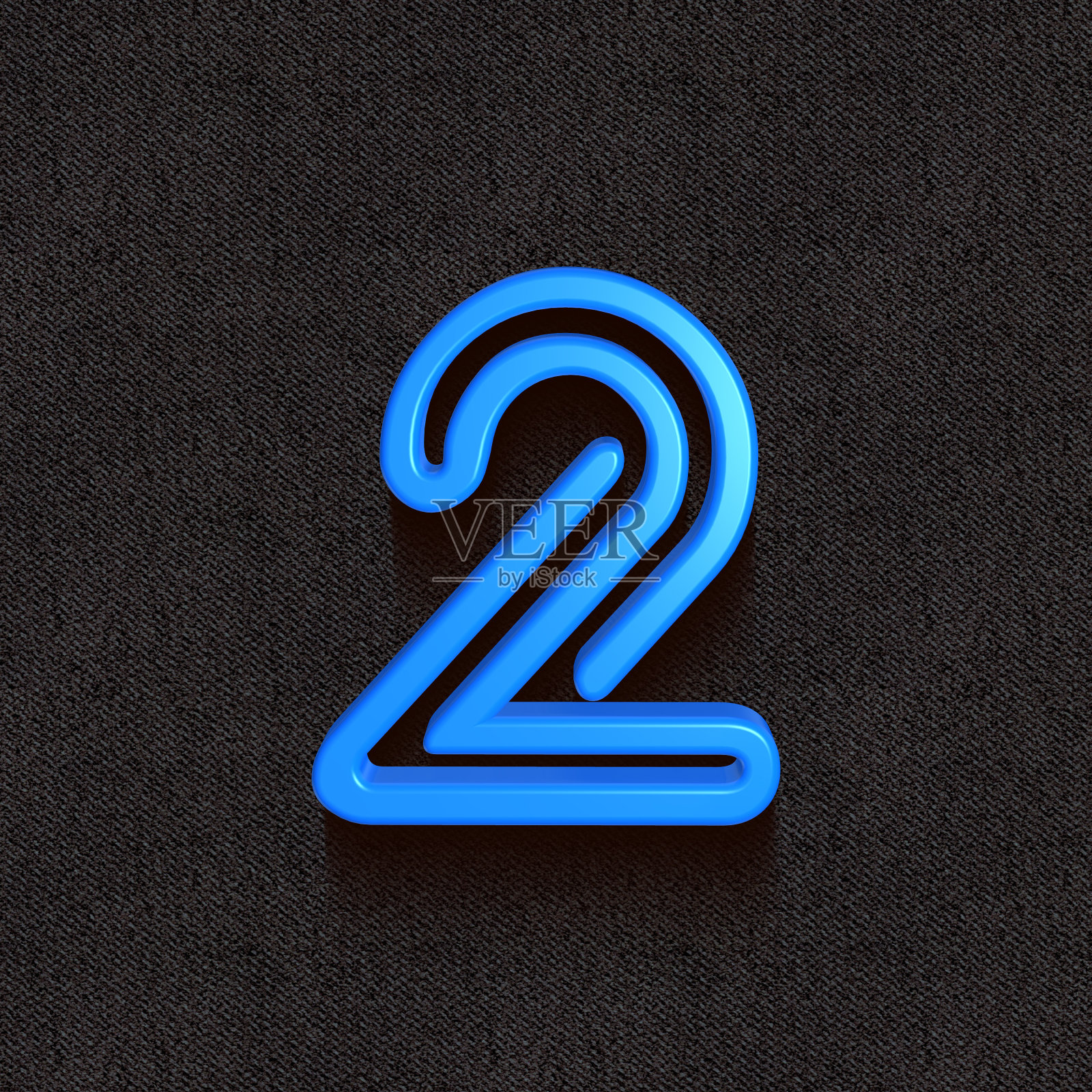 3d字母，一组蓝色数字在黑暗的背景，两个，3d渲染照片摄影图片