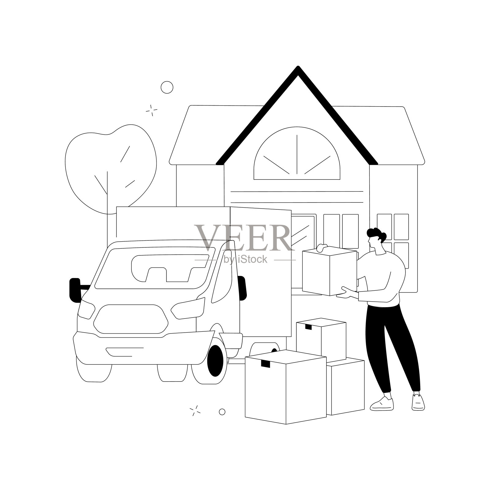 搬家服务抽象概念矢量插图。插画图片素材