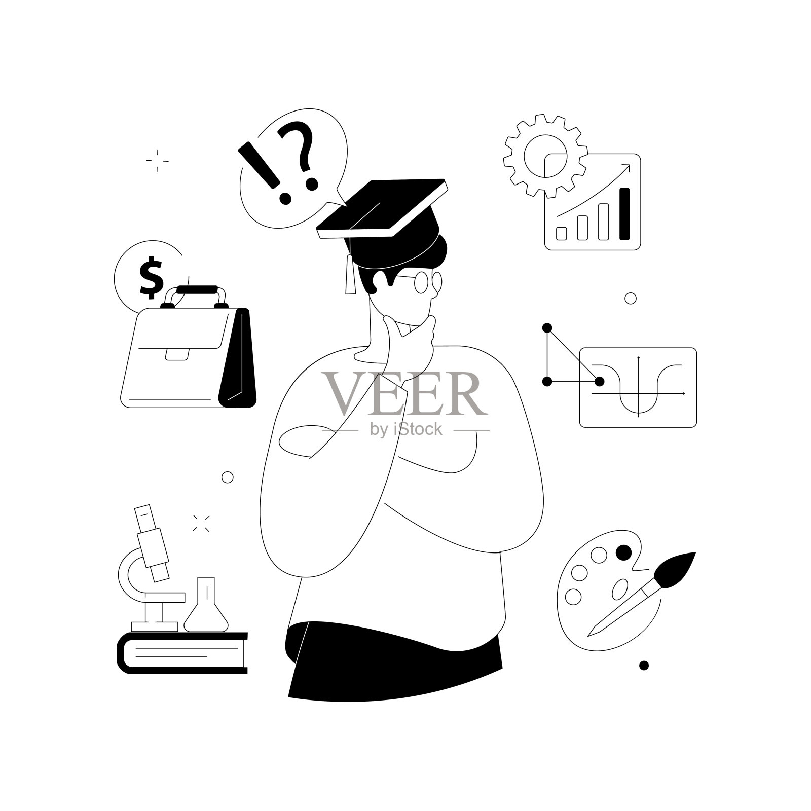 大学选择抽象概念矢量插图。插画图片素材