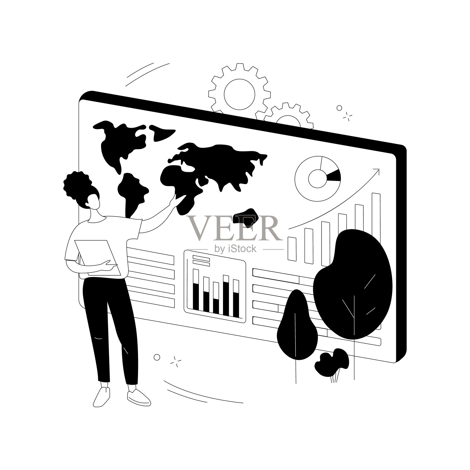 环境数据分析抽象概念矢量插图。插画图片素材