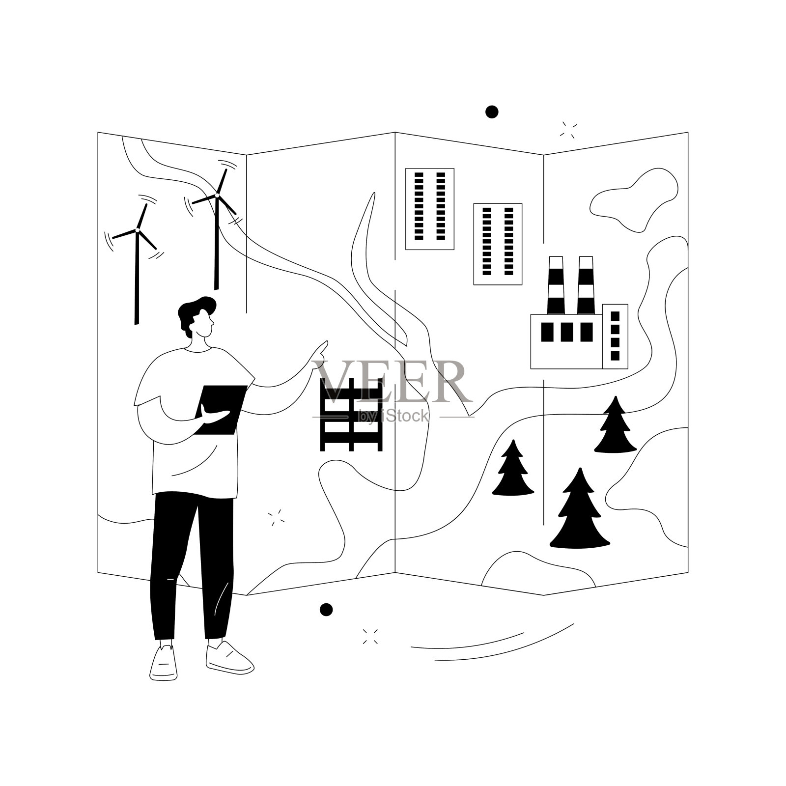 区域管理抽象概念矢量插图。插画图片素材