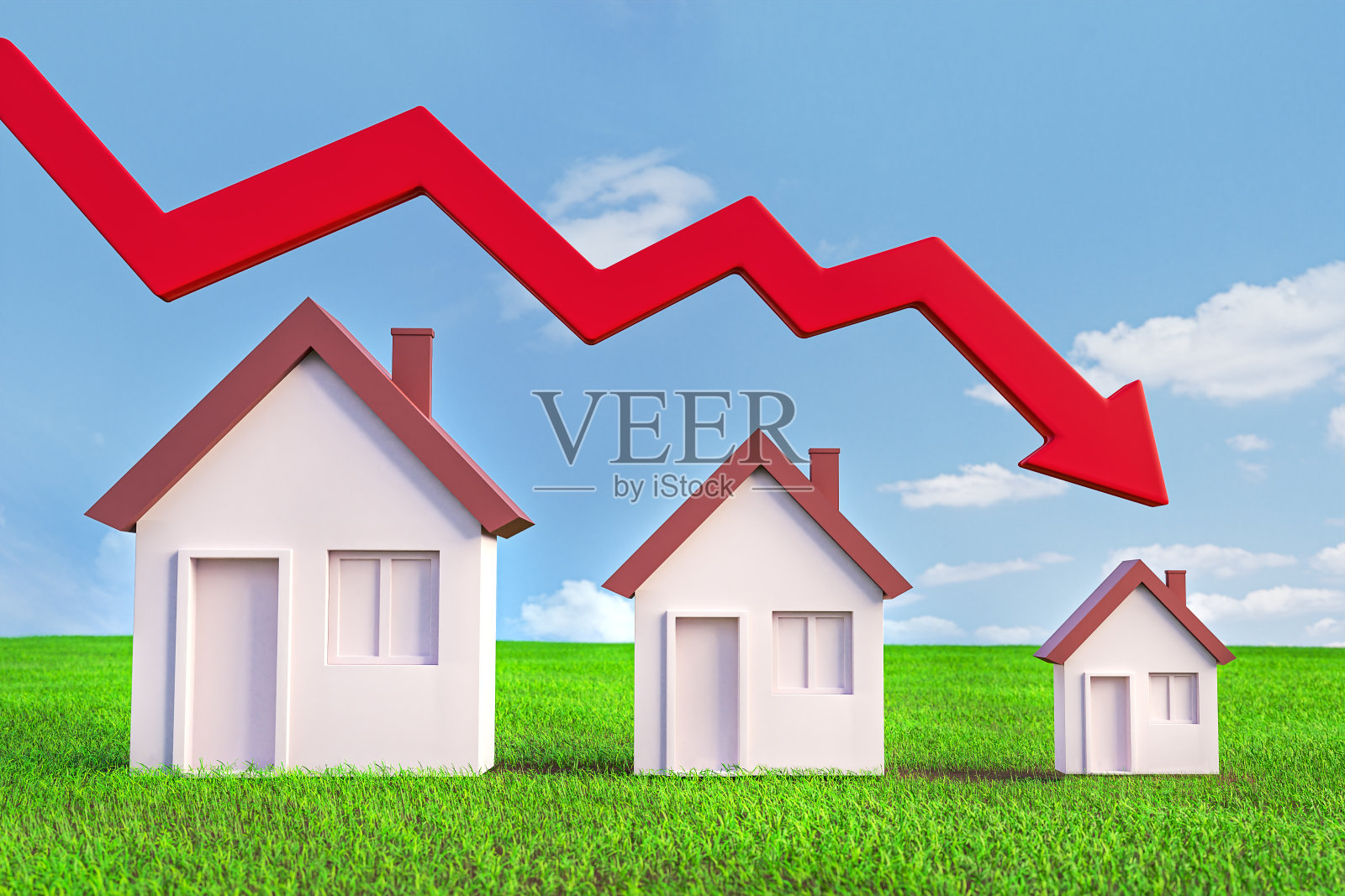 房地产概念的沦陷照片摄影图片