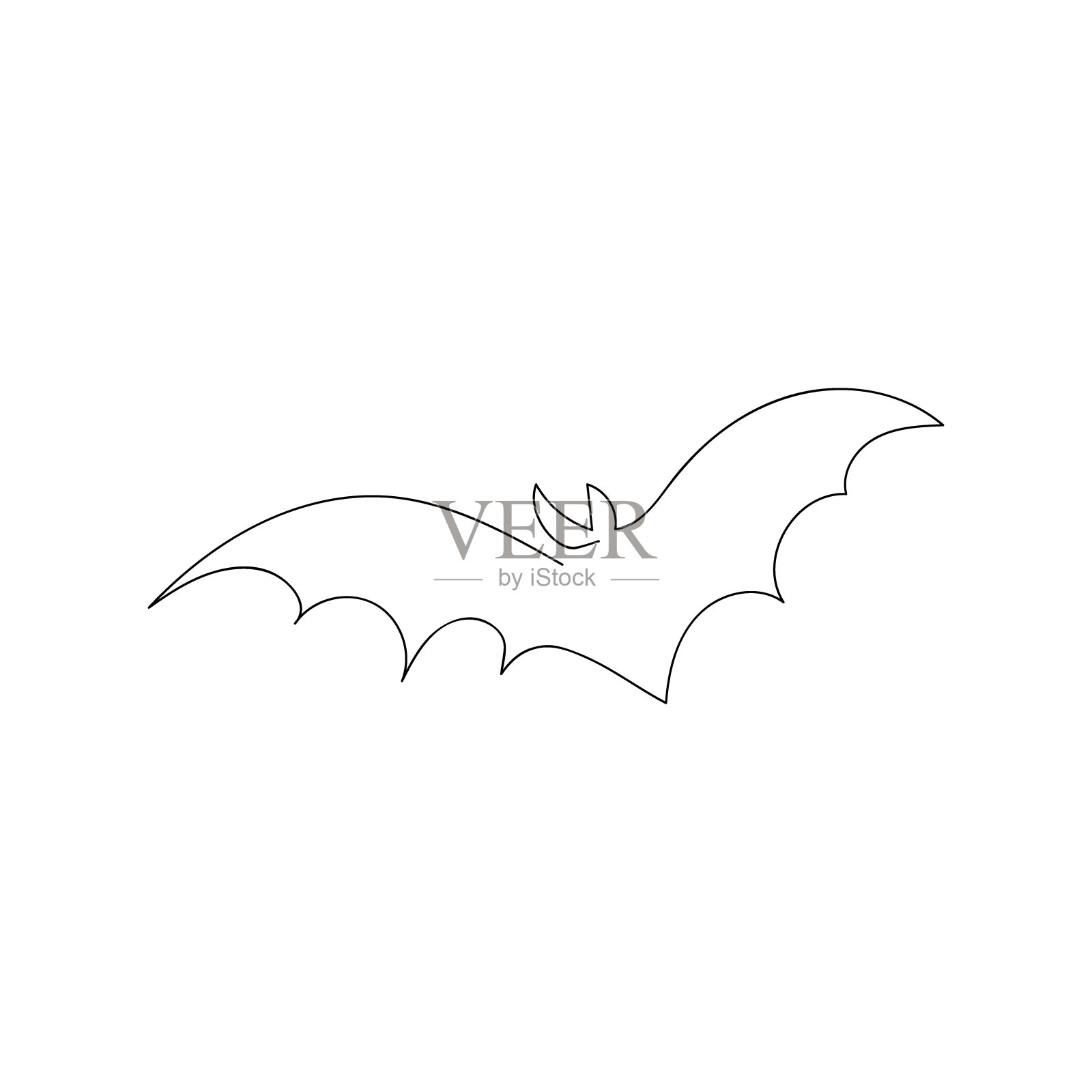 蝙蝠飞一行艺术。连续线绘制万圣节主题，哥特式，恐怖，可怕，夜兽，飞鼠，吸血鬼。插画图片素材