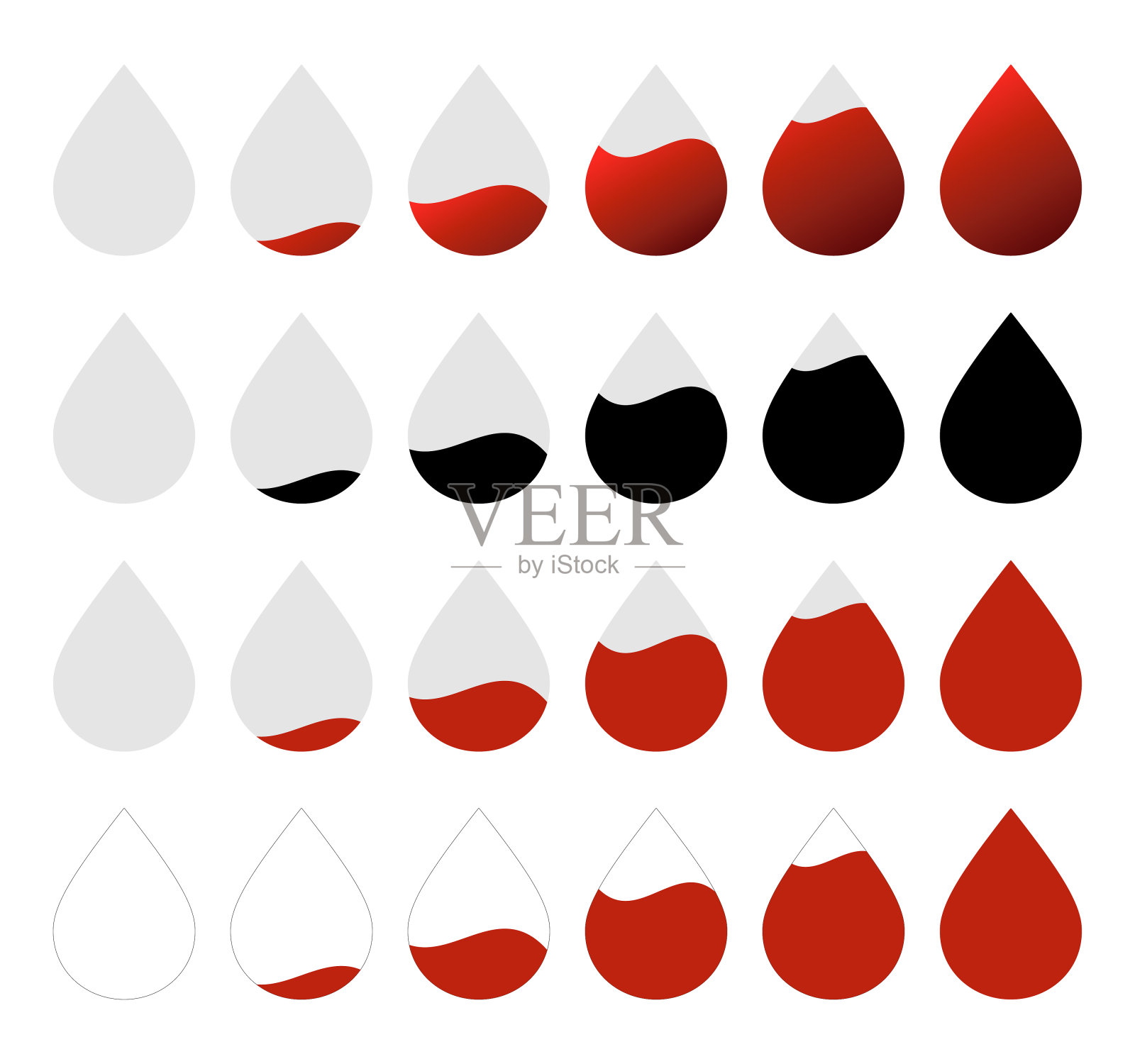 集血滴水平图标，EPS 10矢量插图。插画图片素材