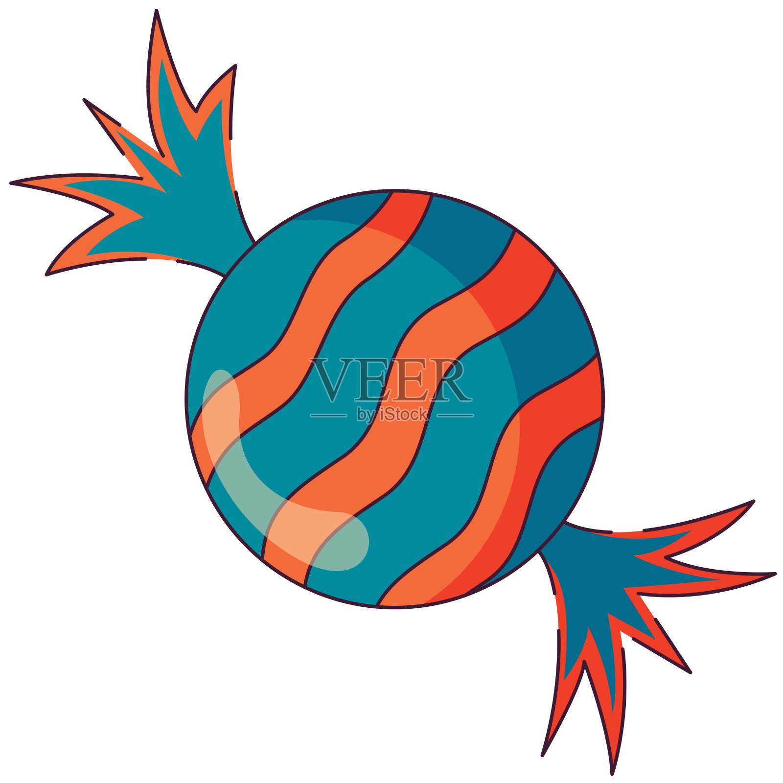 甜蜜的图标在一个扁平的风格，为万圣节派对或感恩节插画图片素材