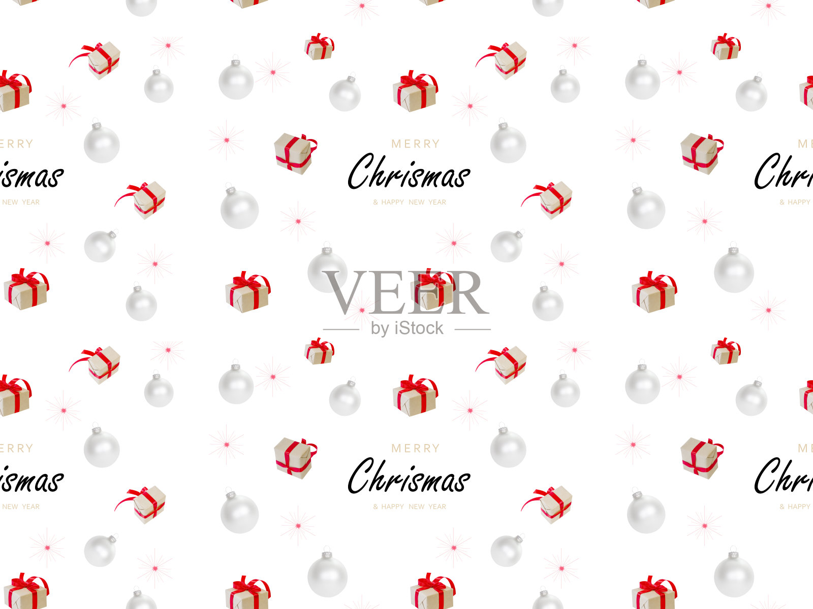 圣诞节无缝模式的白色背景插画图片素材