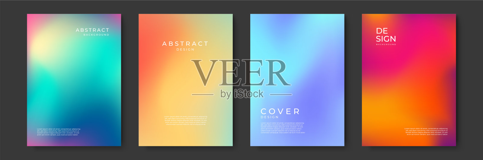 模糊背景设置现代抽象模糊颜色梯度模式。模板收集小册子，海报，横幅，传单和卡片。矢量插图。设计模板素材