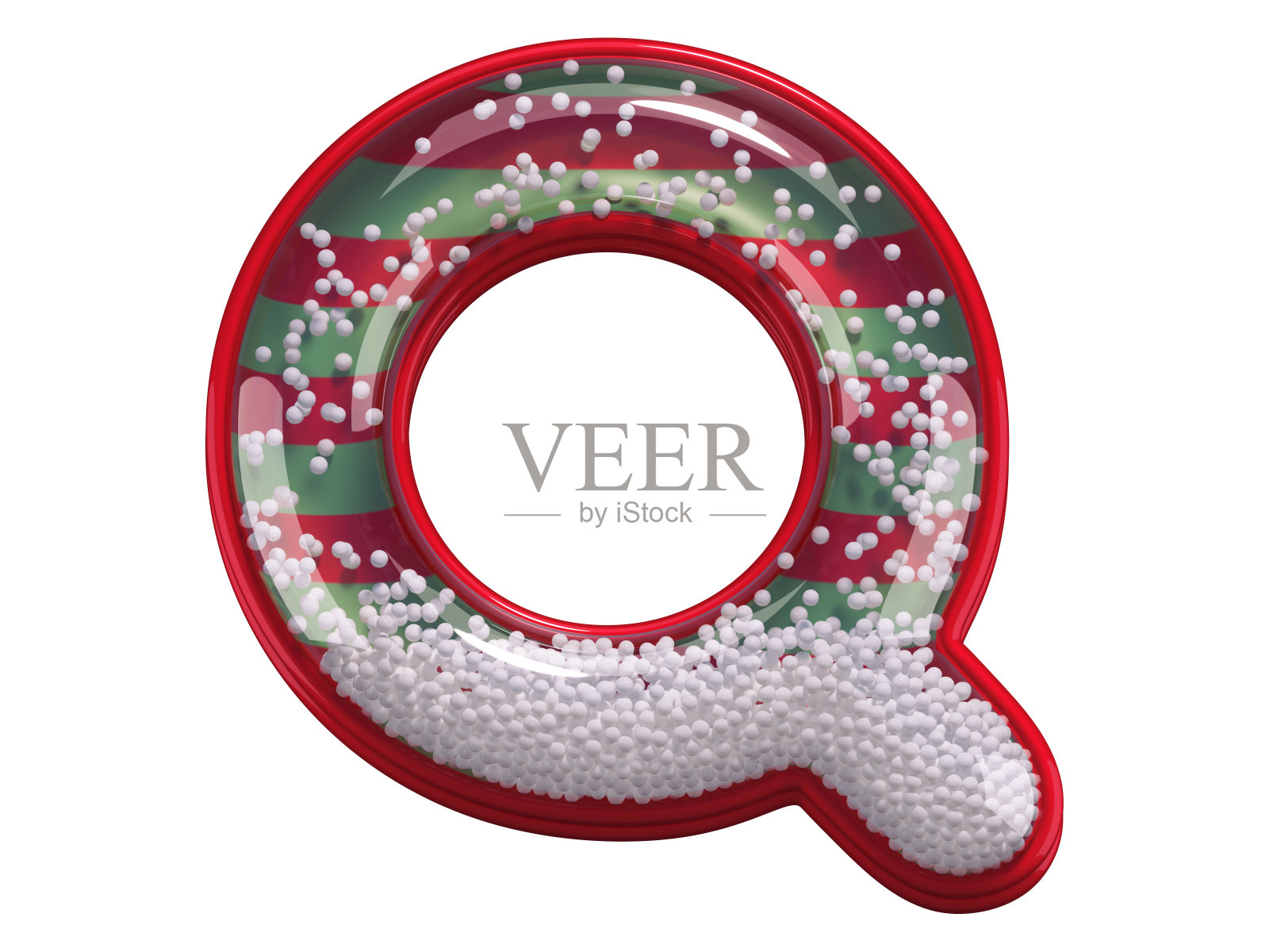 圣诞节的字体。里面有雪花的球形玻璃器。照片摄影图片