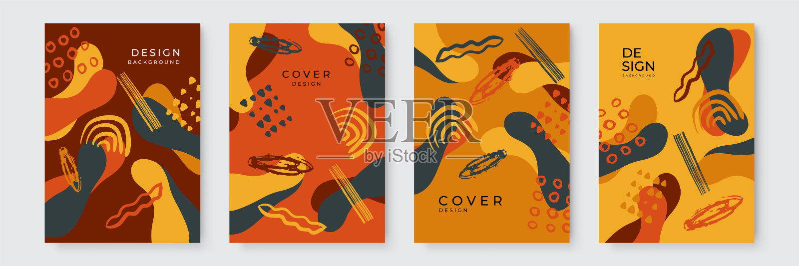 手绘有机抽象背景封面设计模板插画图片素材