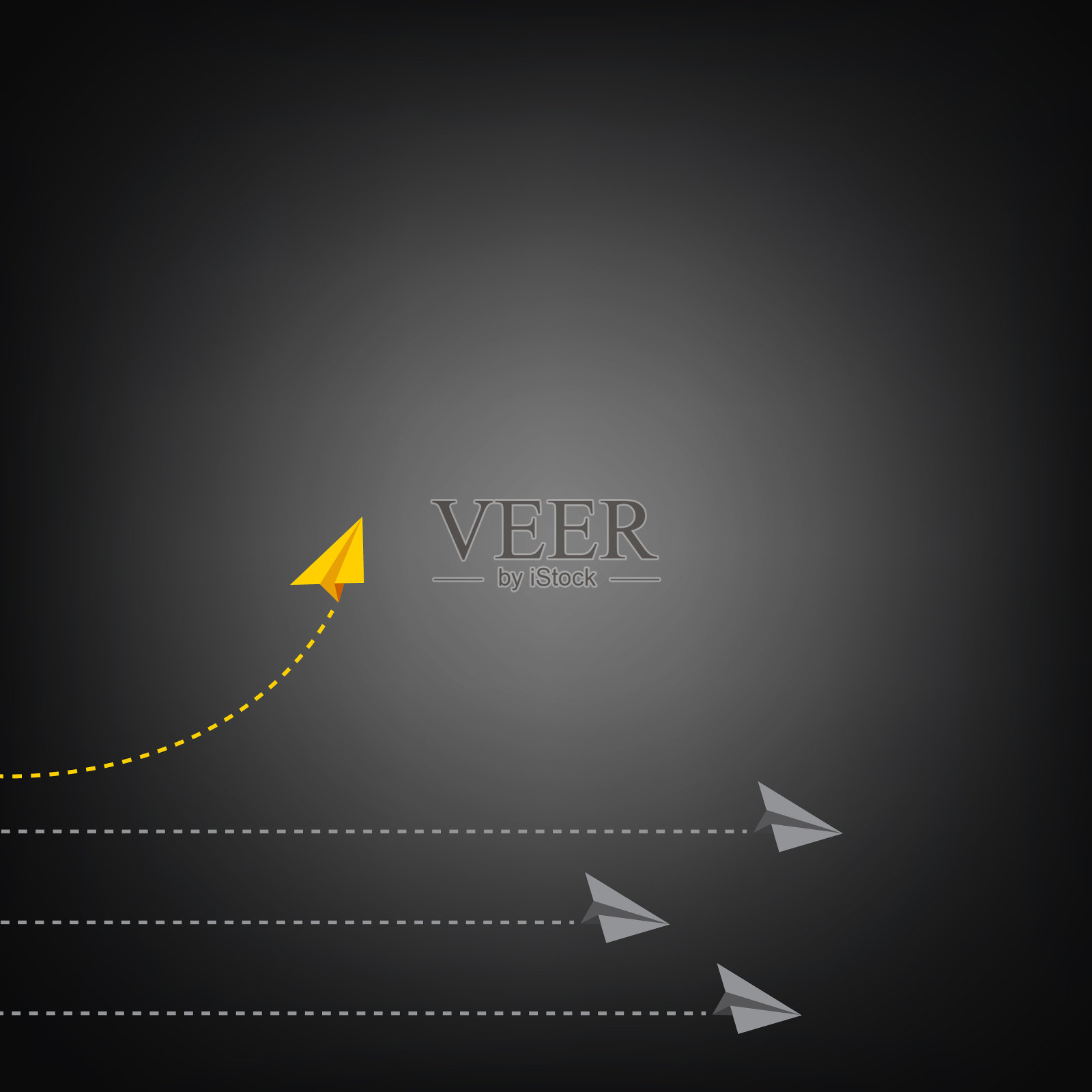 纸飞机飞行。新想法、变化、趋势、勇气、创造性解决方案、创新和独特方式的概念。设计元素图片