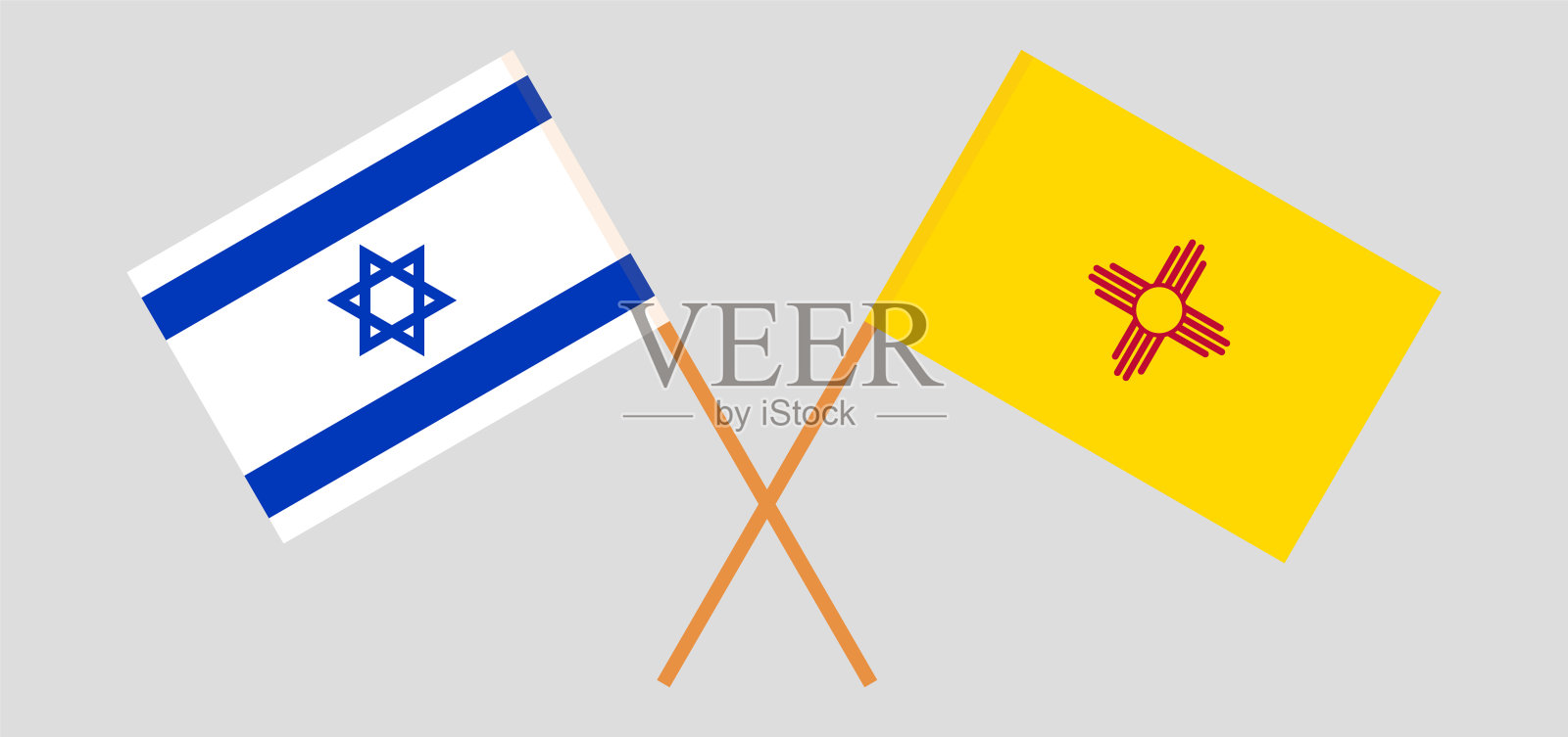 以色列和新墨西哥州的国旗交叉。官方色彩。正确的比例插画图片素材