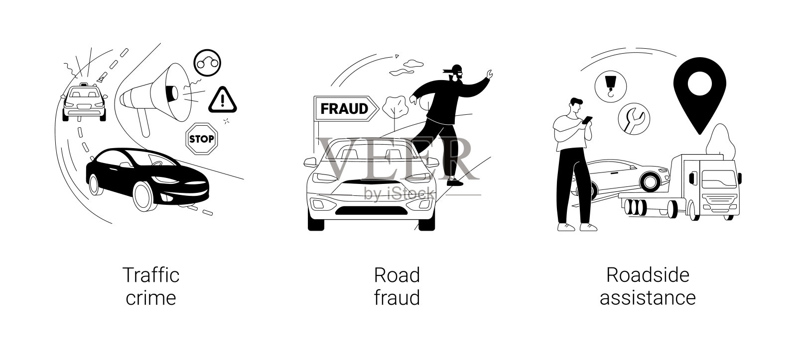 麻烦路上抽象概念矢量插图。插画图片素材