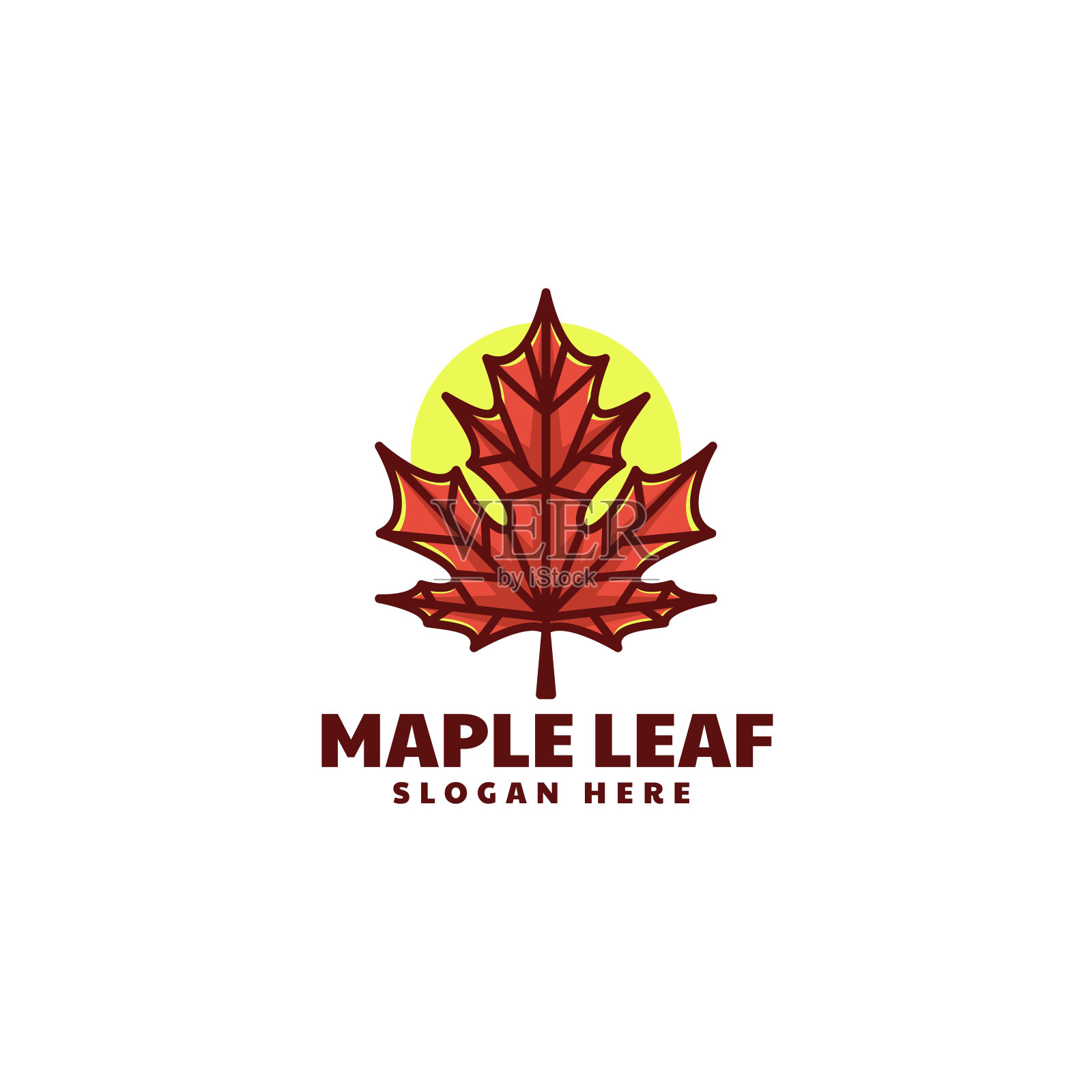 向量插图枫树简单的吉祥物风格。设计元素图片