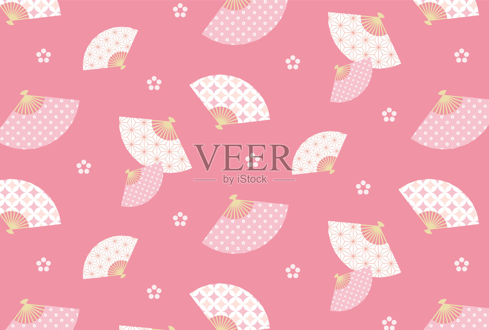 无缝模式与折叠风扇横幅，卡片，传单，社交媒体墙纸等。插画图片素材