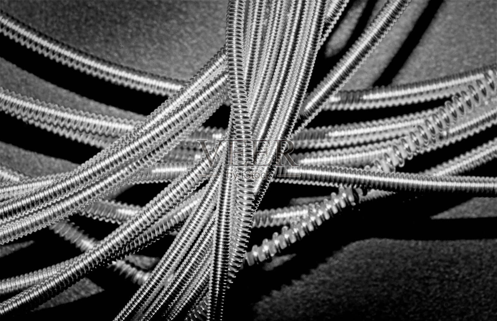 西尔弗吉他弦盘绕照片摄影图片