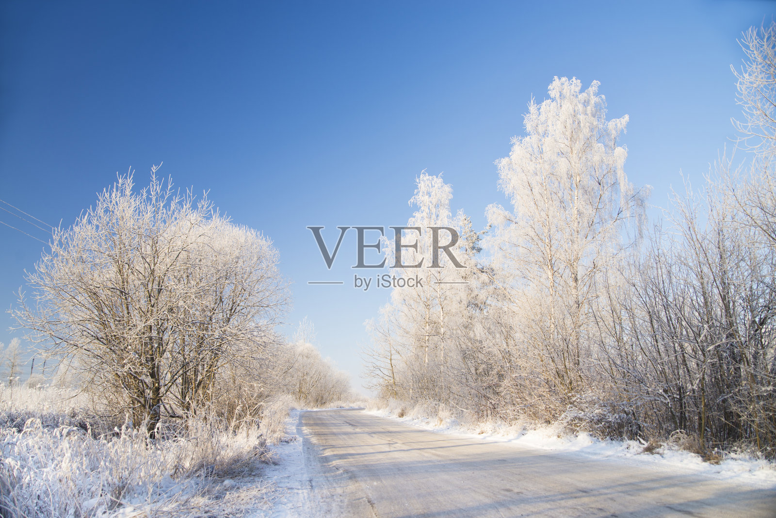 冬天，霜冻的俄罗斯大地上布满了雪。自然照片摄影图片