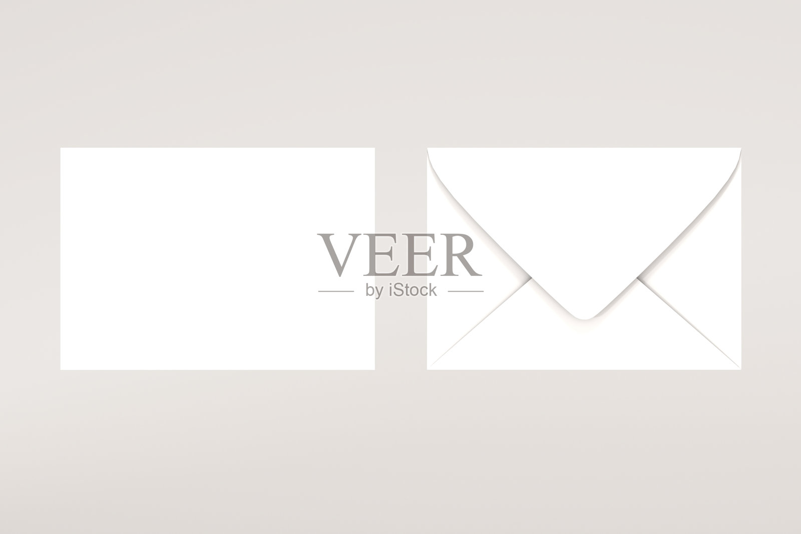 白色信封与背面和字体的一面，与剪贴面具隔离。前视图。照片摄影图片