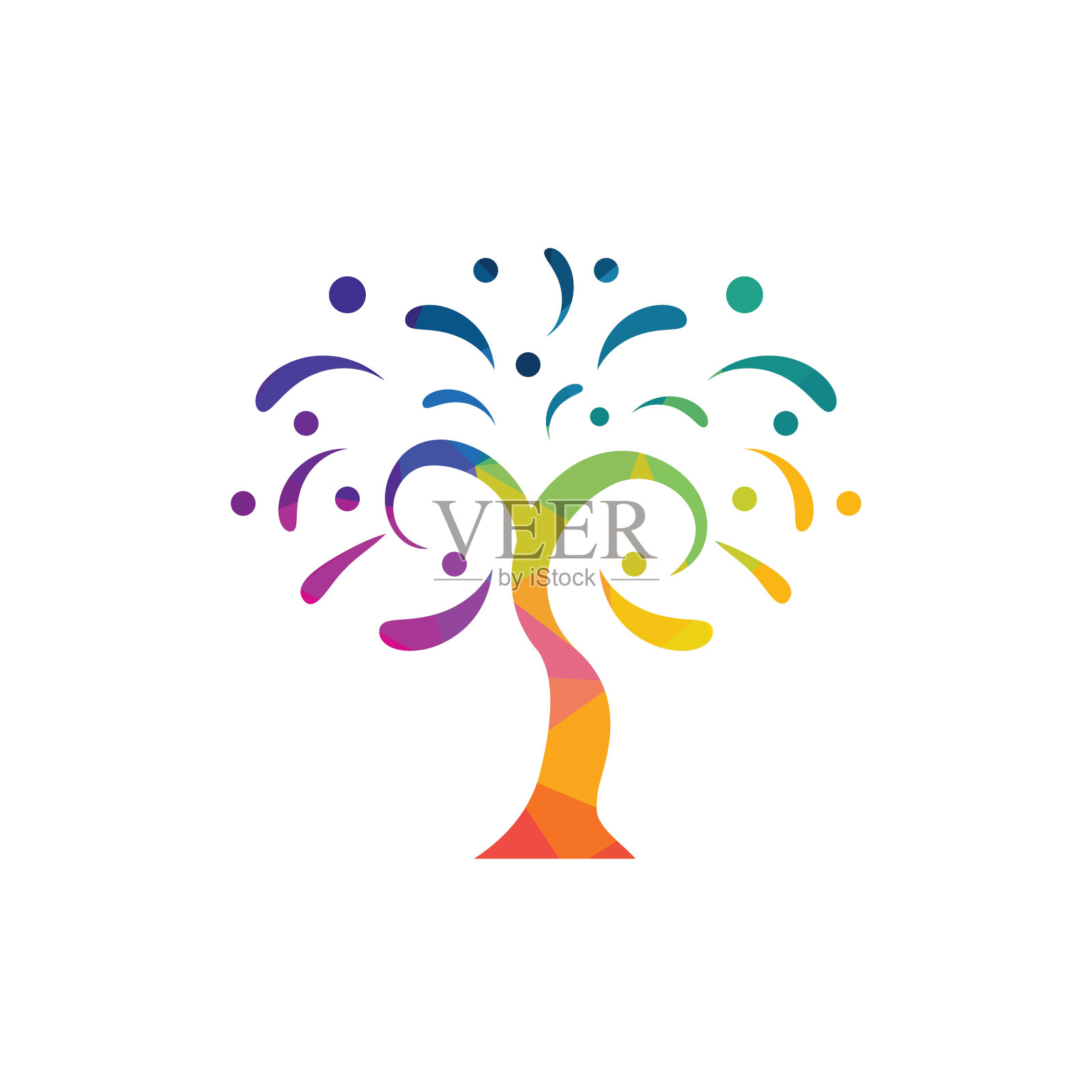 五颜六色的树矢量标志设计。教育标识的概念。插画图片素材