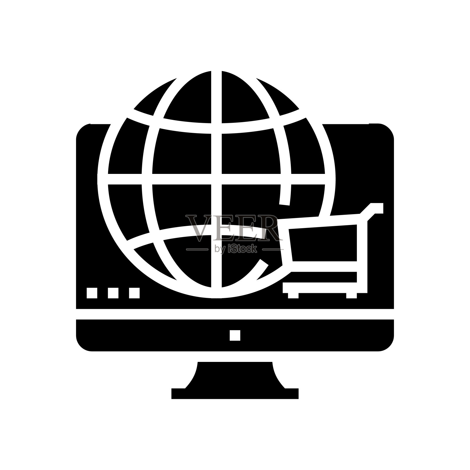 全球购物字形图标矢量插图插画图片素材