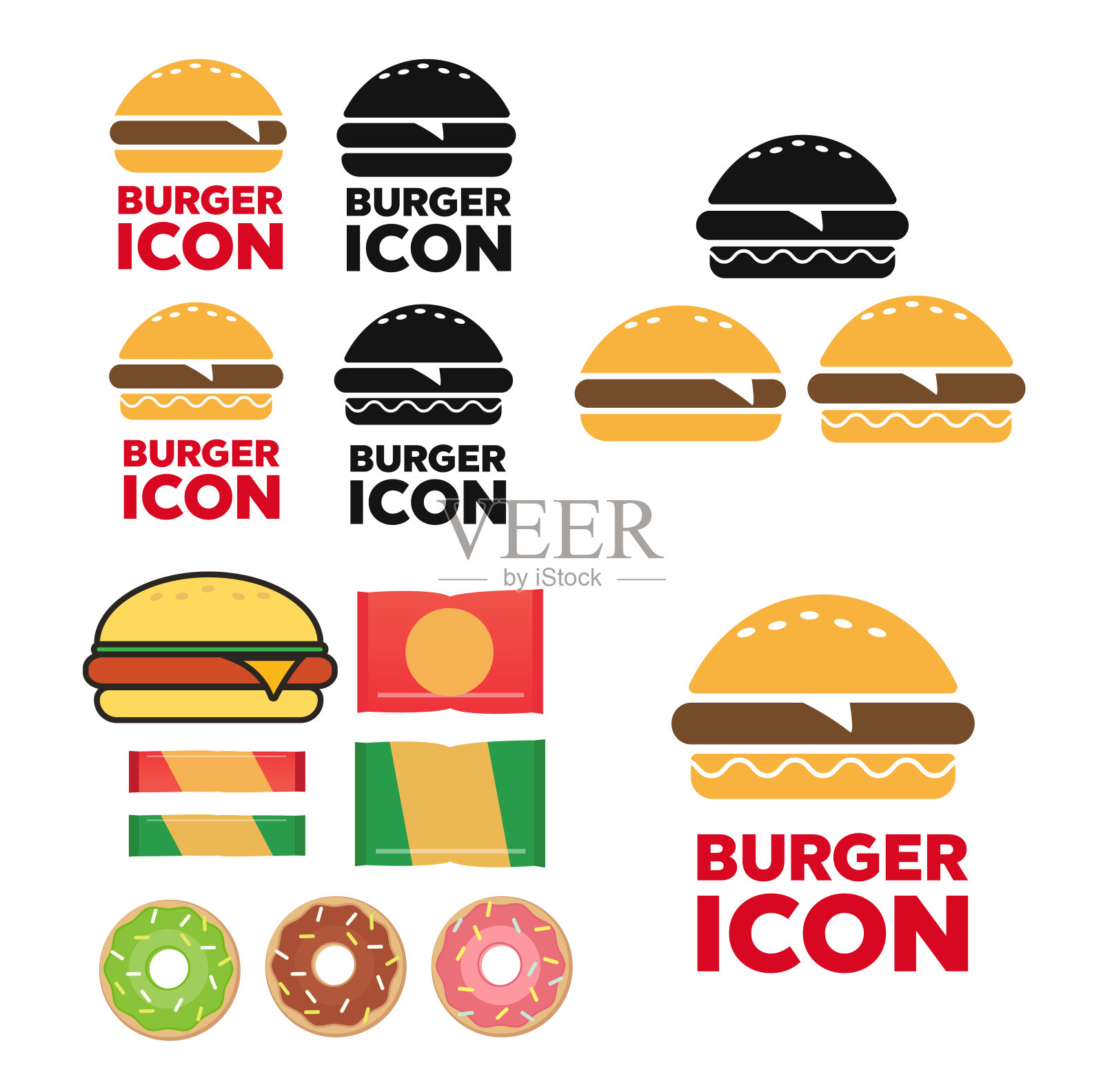 汉堡图标矢量。快餐矢量插图插画图片素材