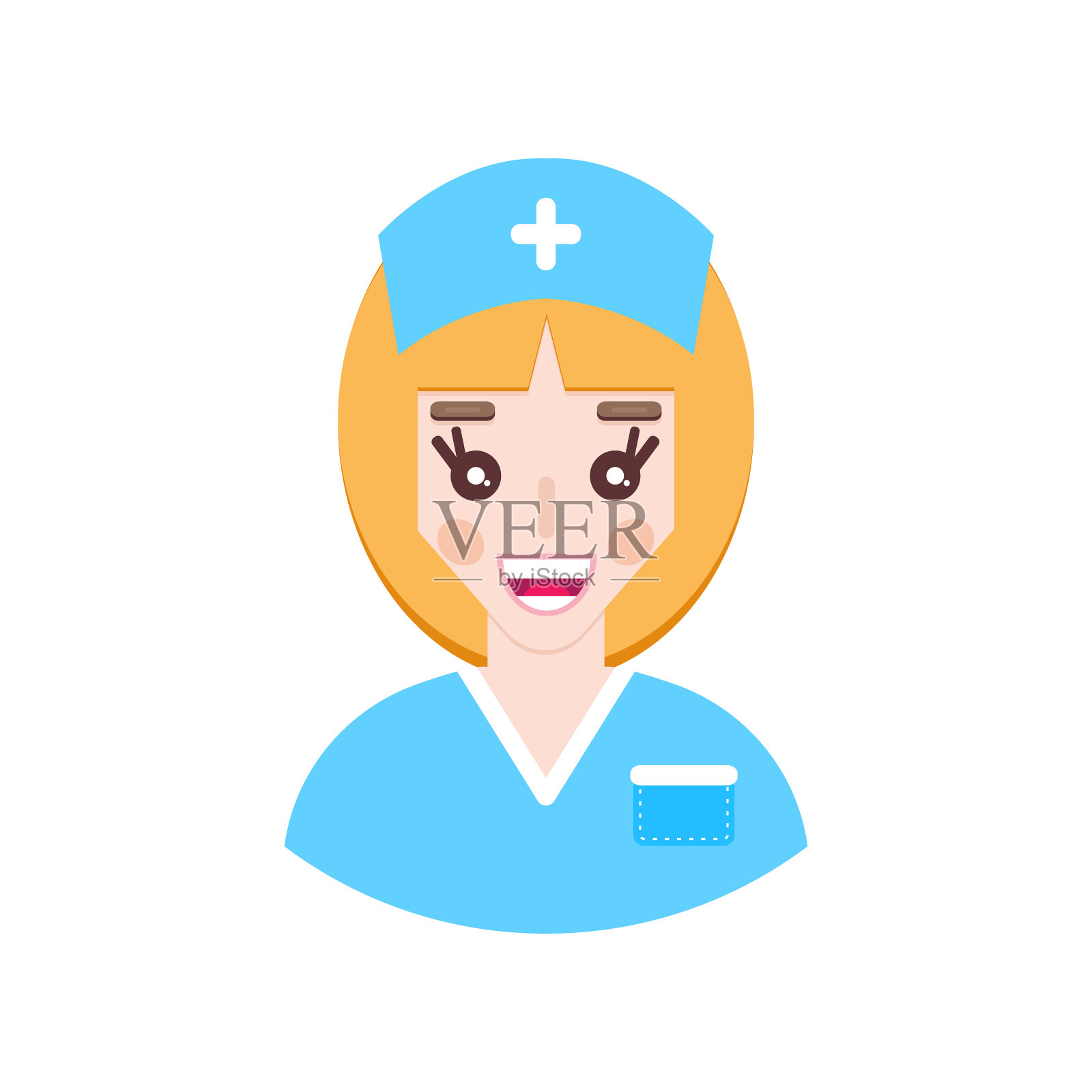 扁平风格的女医生。设计元素图片