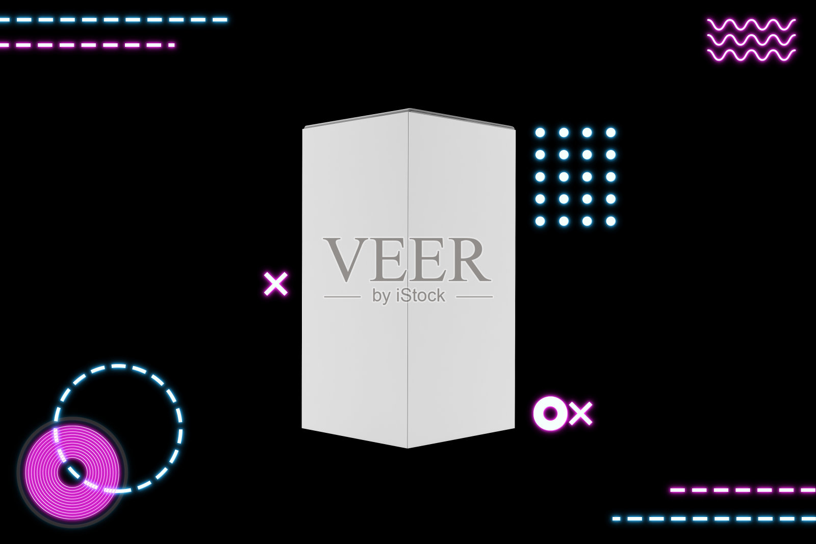 霓虹灯长方形框照片摄影图片