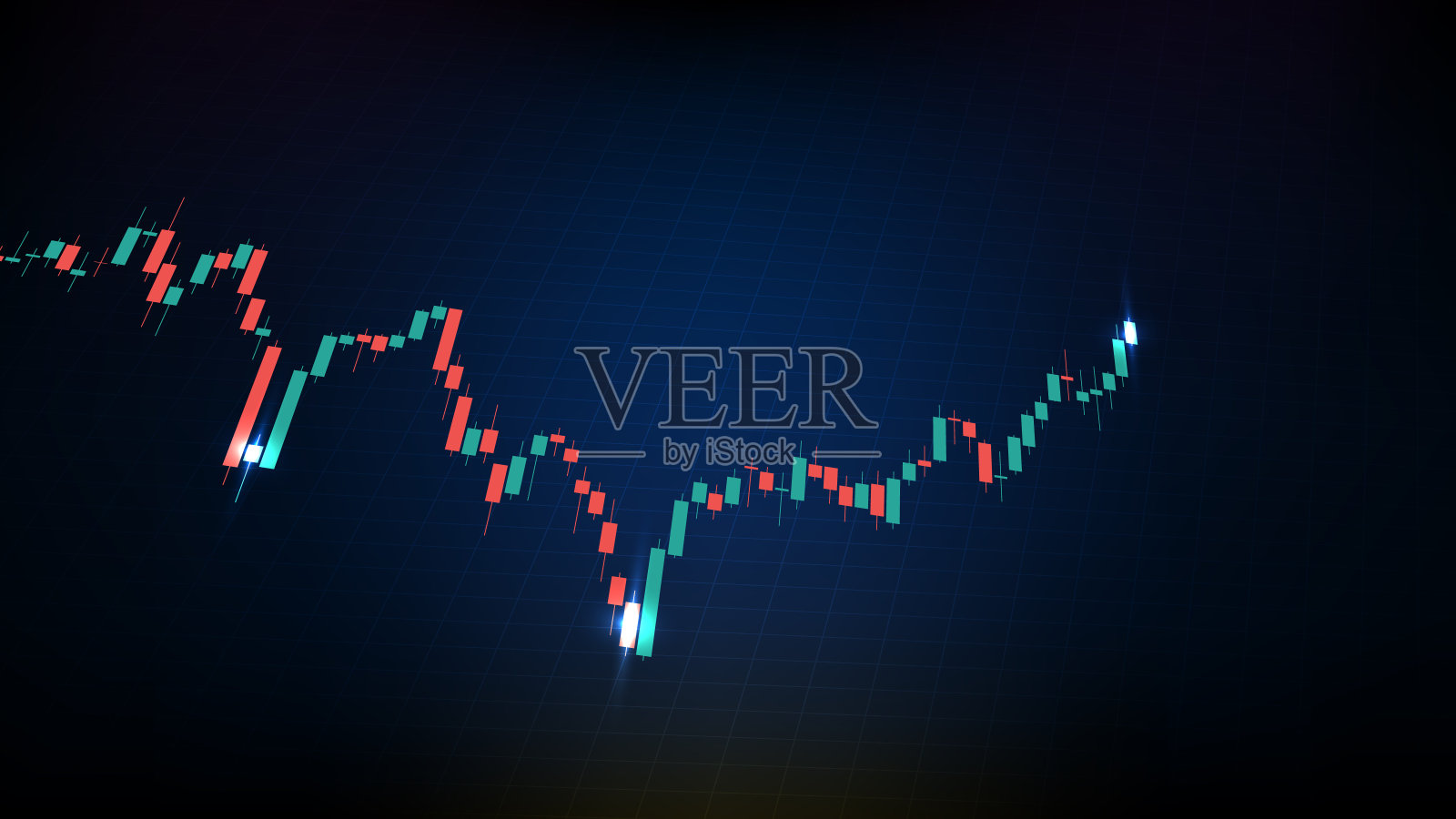摘要股票市场背景红、绿两色指标烛光图插画图片素材