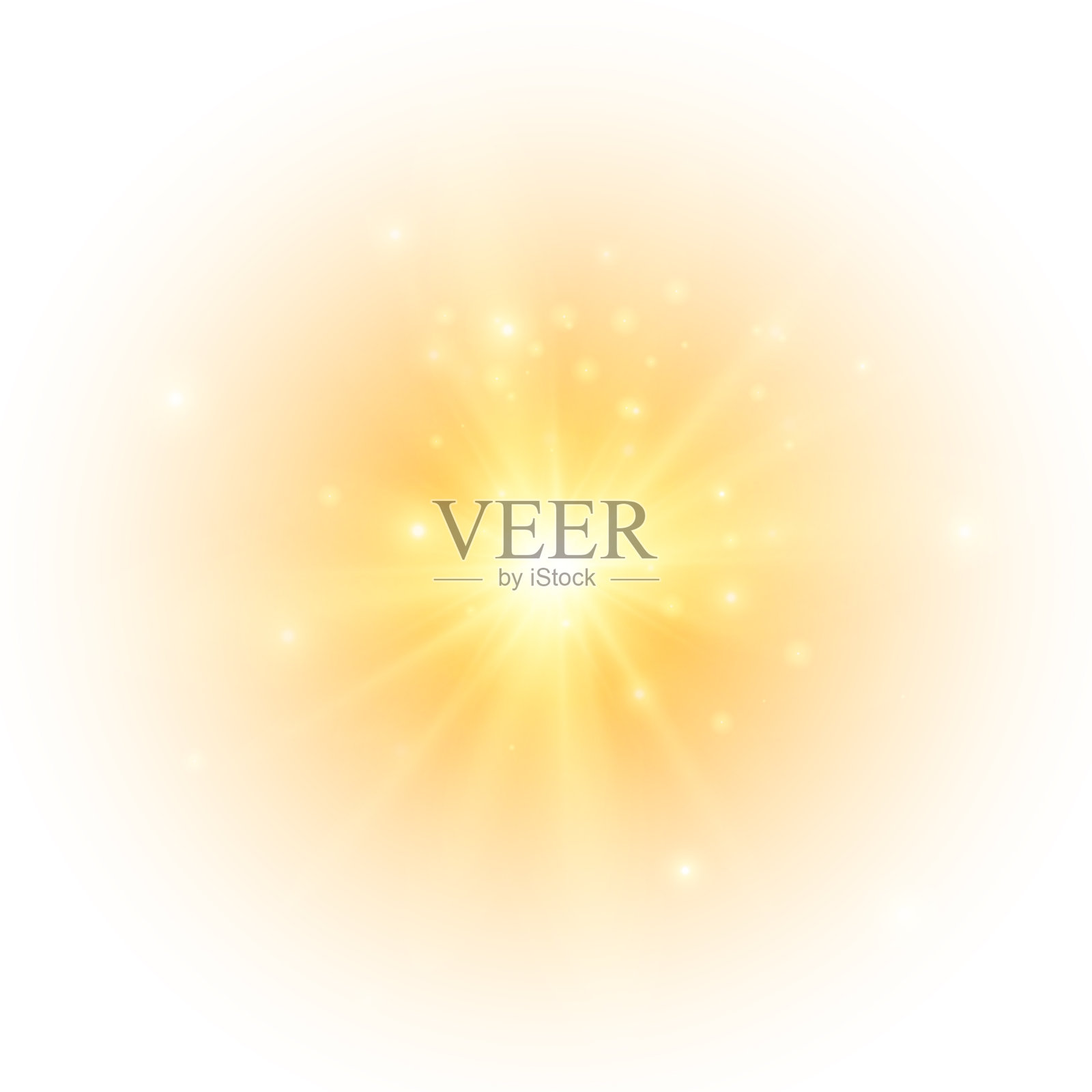 黄色的太阳闪烁着，星星闪烁着闪光。插画图片素材