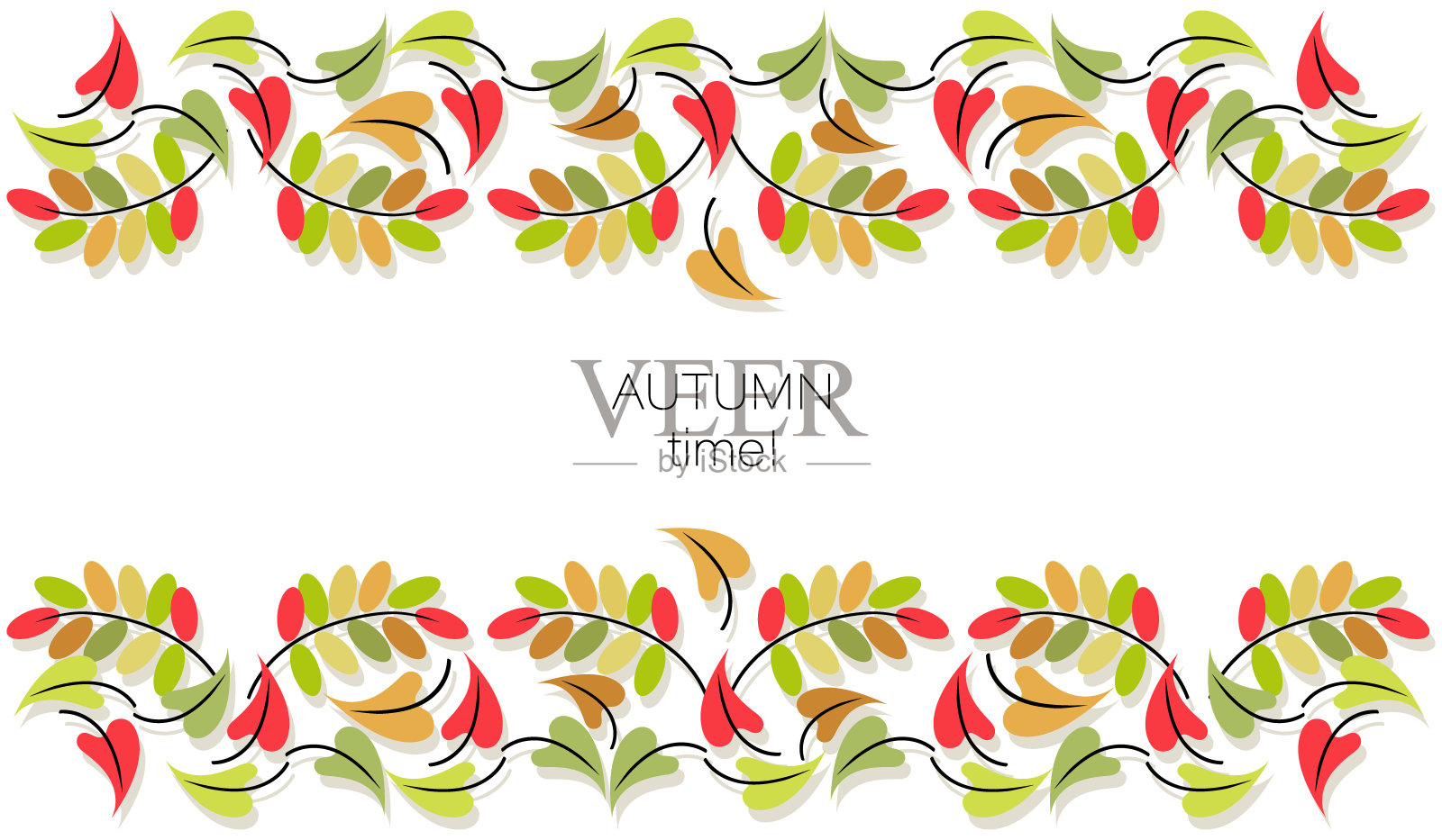 秋天的时间。向量水平背景，点缀。装饰秋天树叶海报。秋天的概念。插画图片素材