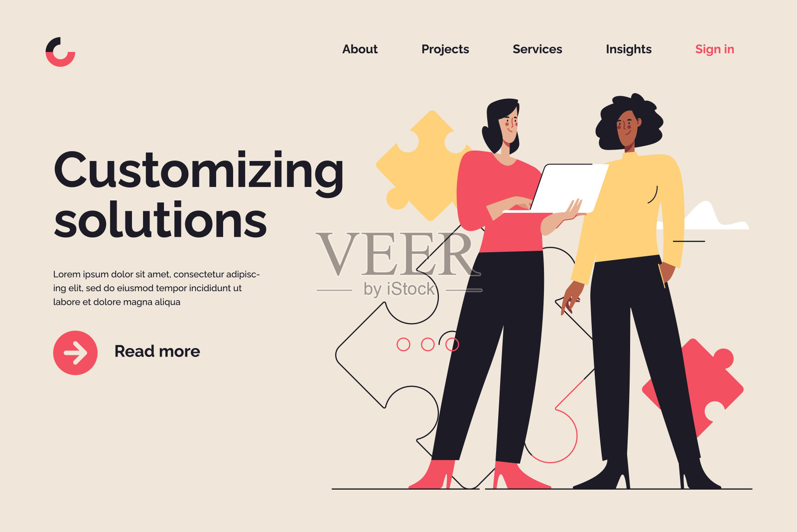 业务概念扁平化风格概述矢量插图的主题，团队合作和讨论有效的解决方案。可编辑的中风插画图片素材