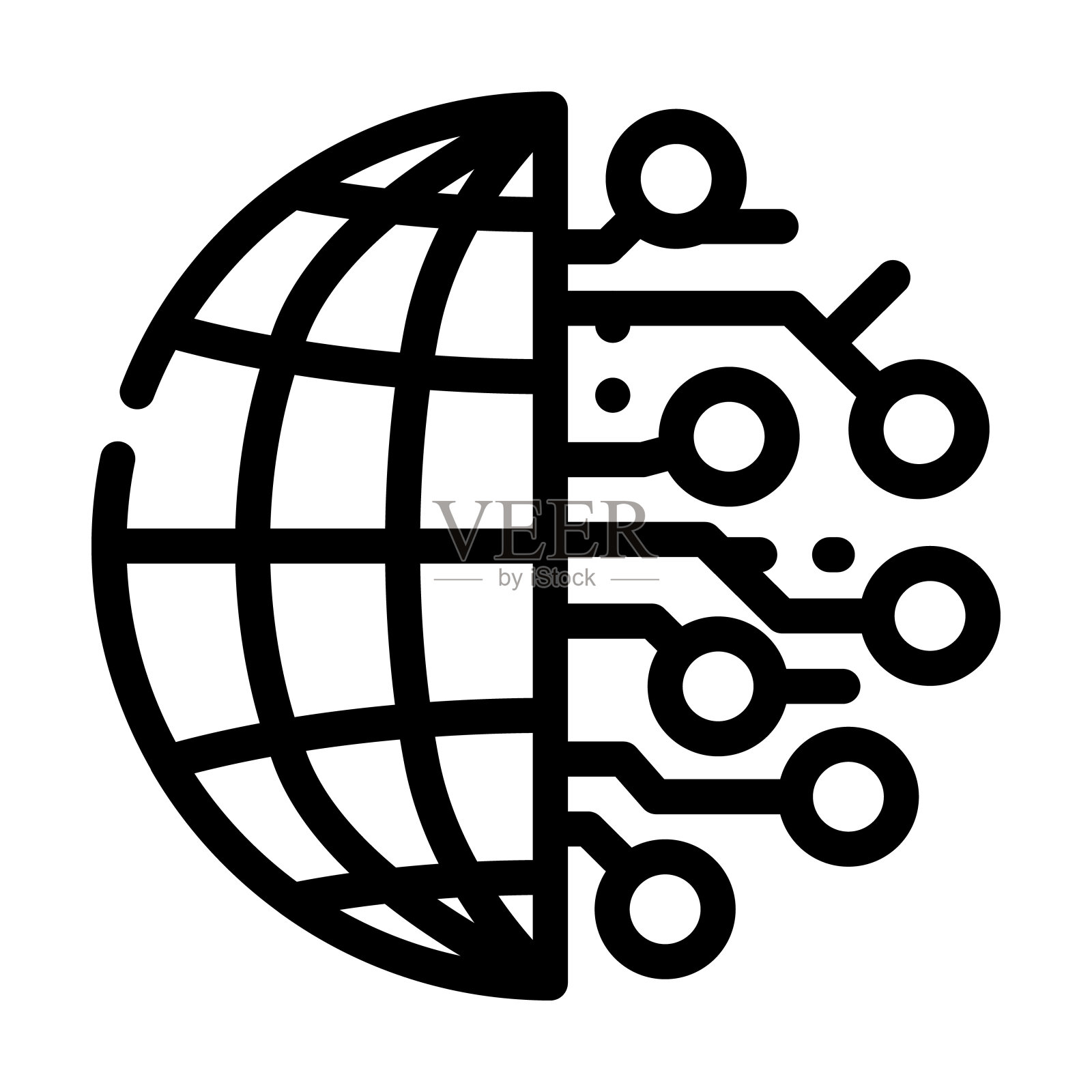 数字化全球业务线图标矢量插图插画图片素材