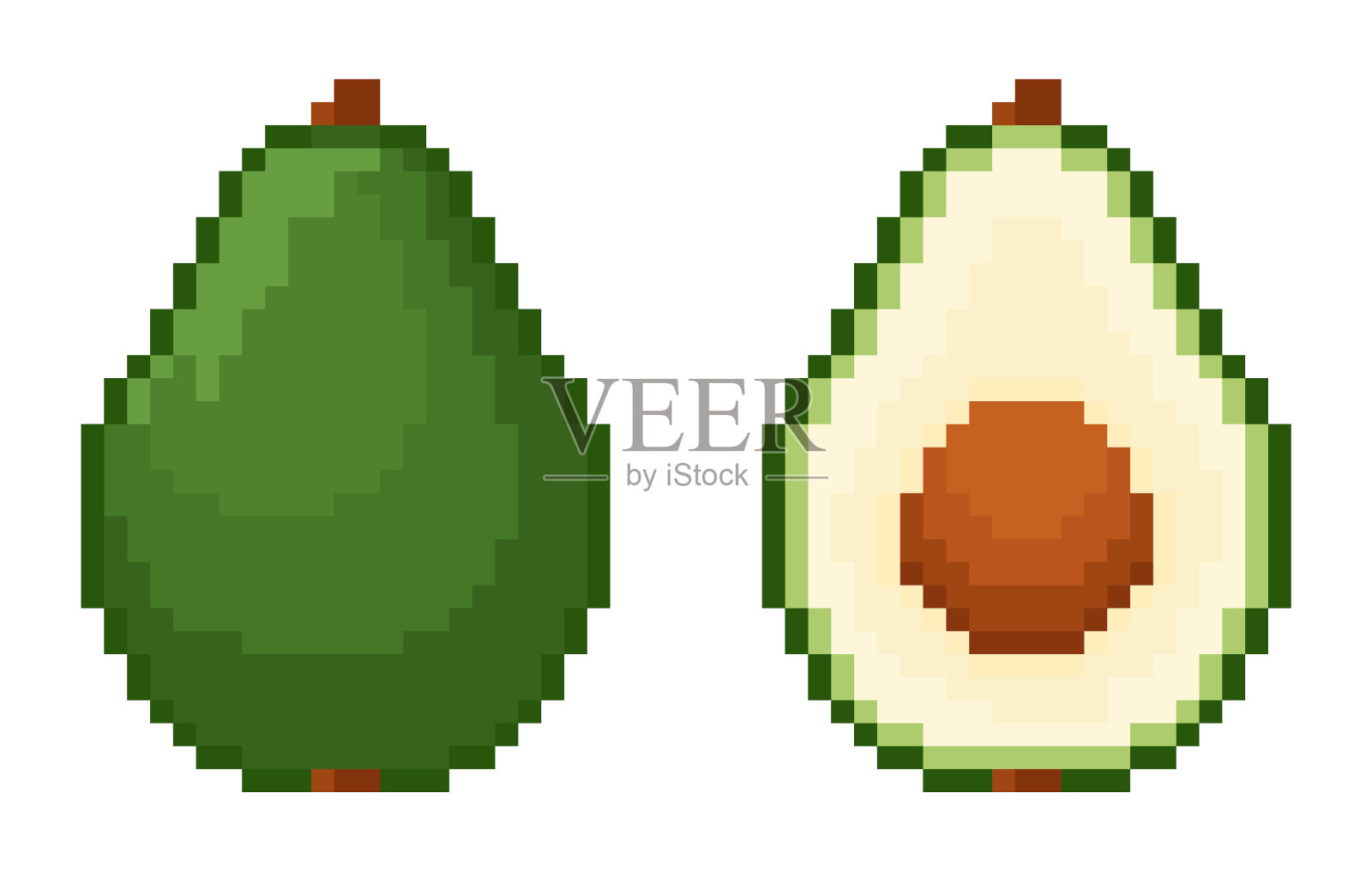 像素艺术鳄梨图标集。插画图片素材