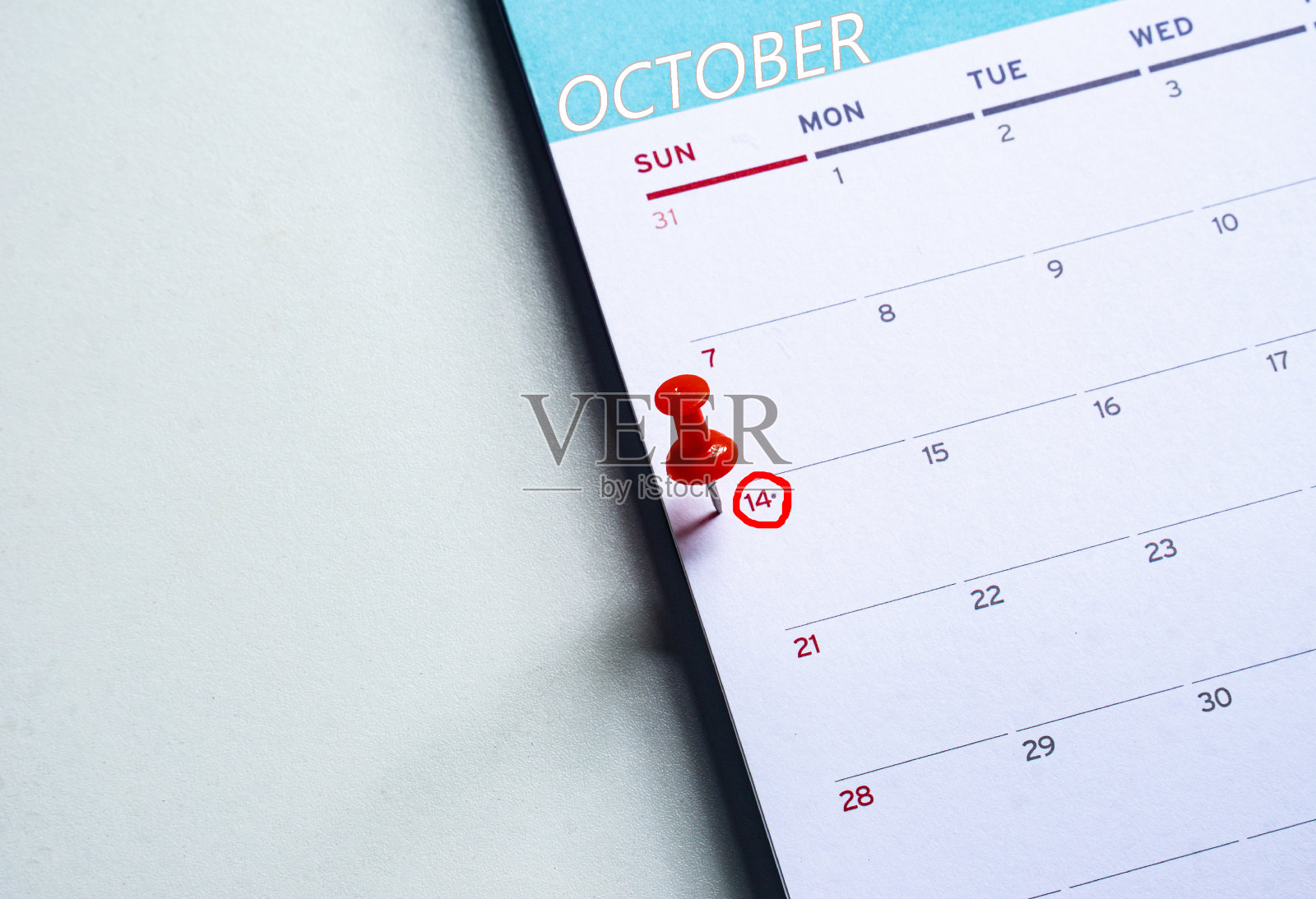 世界数学日，10月14日。副本的空间。俯视图照片摄影图片