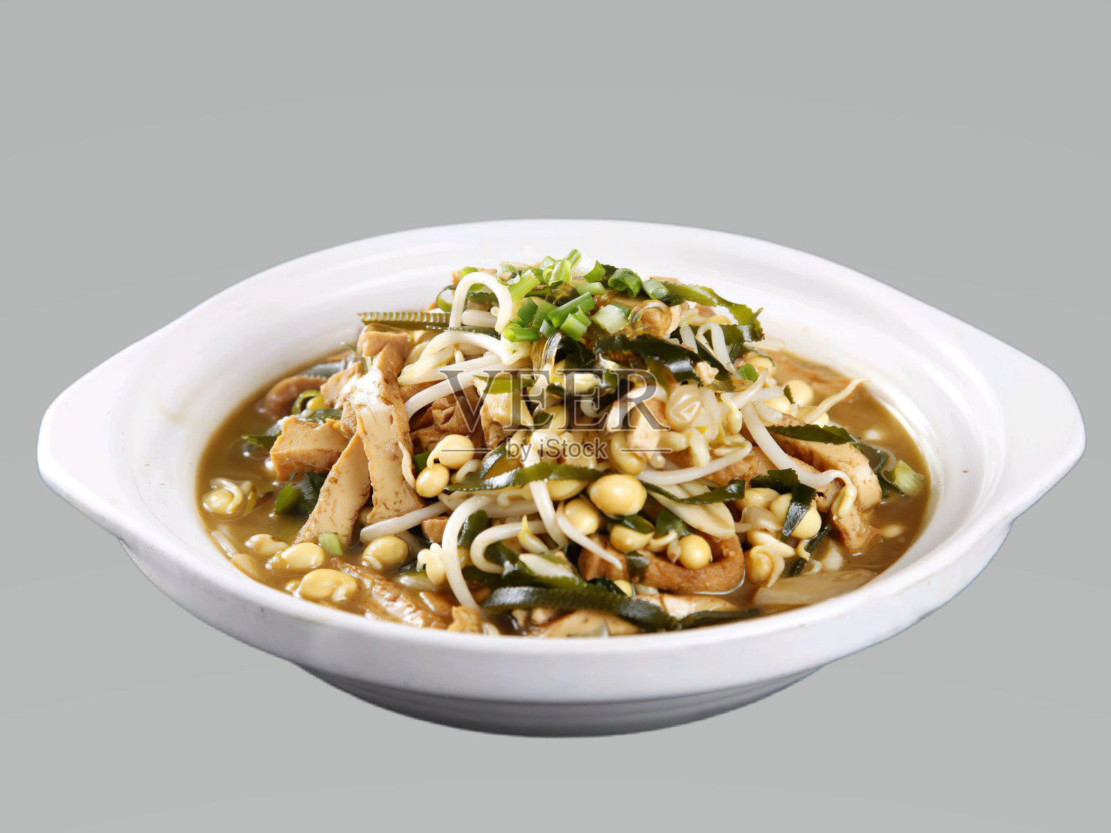 煮海带豆芽和豆腐锅照片摄影图片