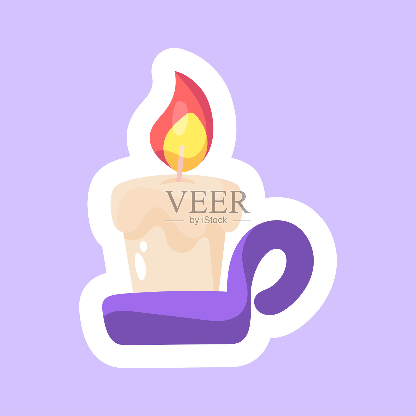 孤立可爱的万圣节蜡烛与火图标矢量插画图片素材