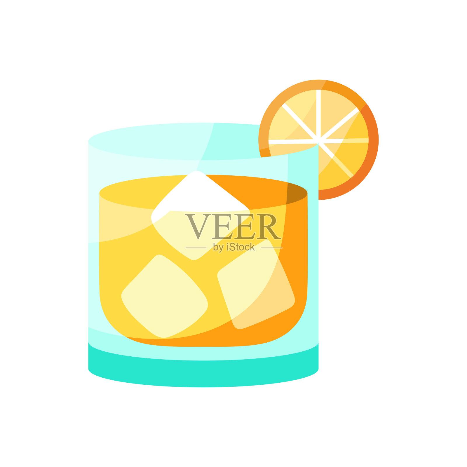 孤立的热带鸡尾酒图标与柠檬设计元素图片