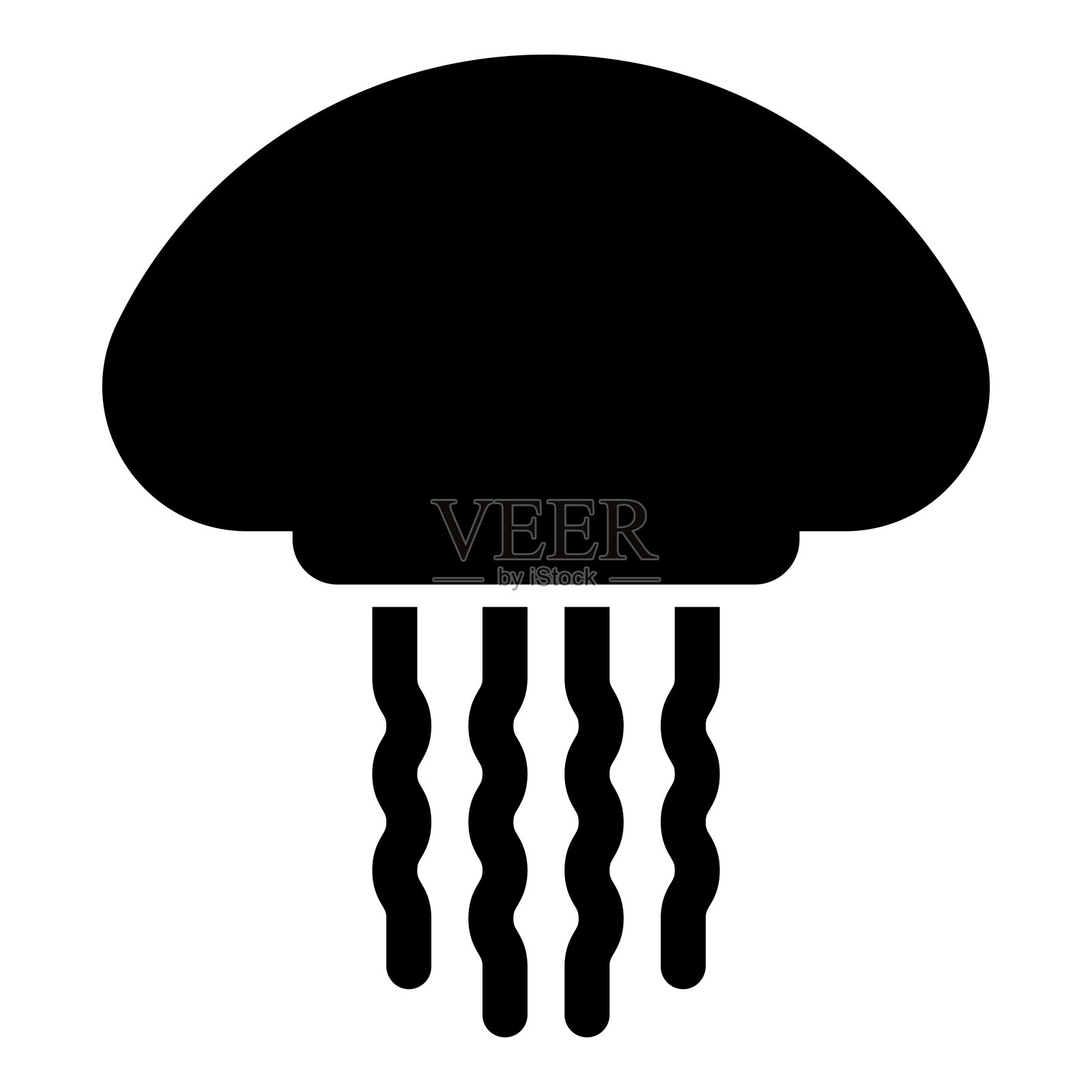 水母水母水母海洋动物水下图标黑色矢量插图平面风格图像插画图片素材