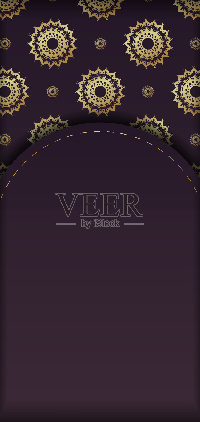 贺卡在酒红色与曼荼罗黄金装饰您的品牌。插画图片素材