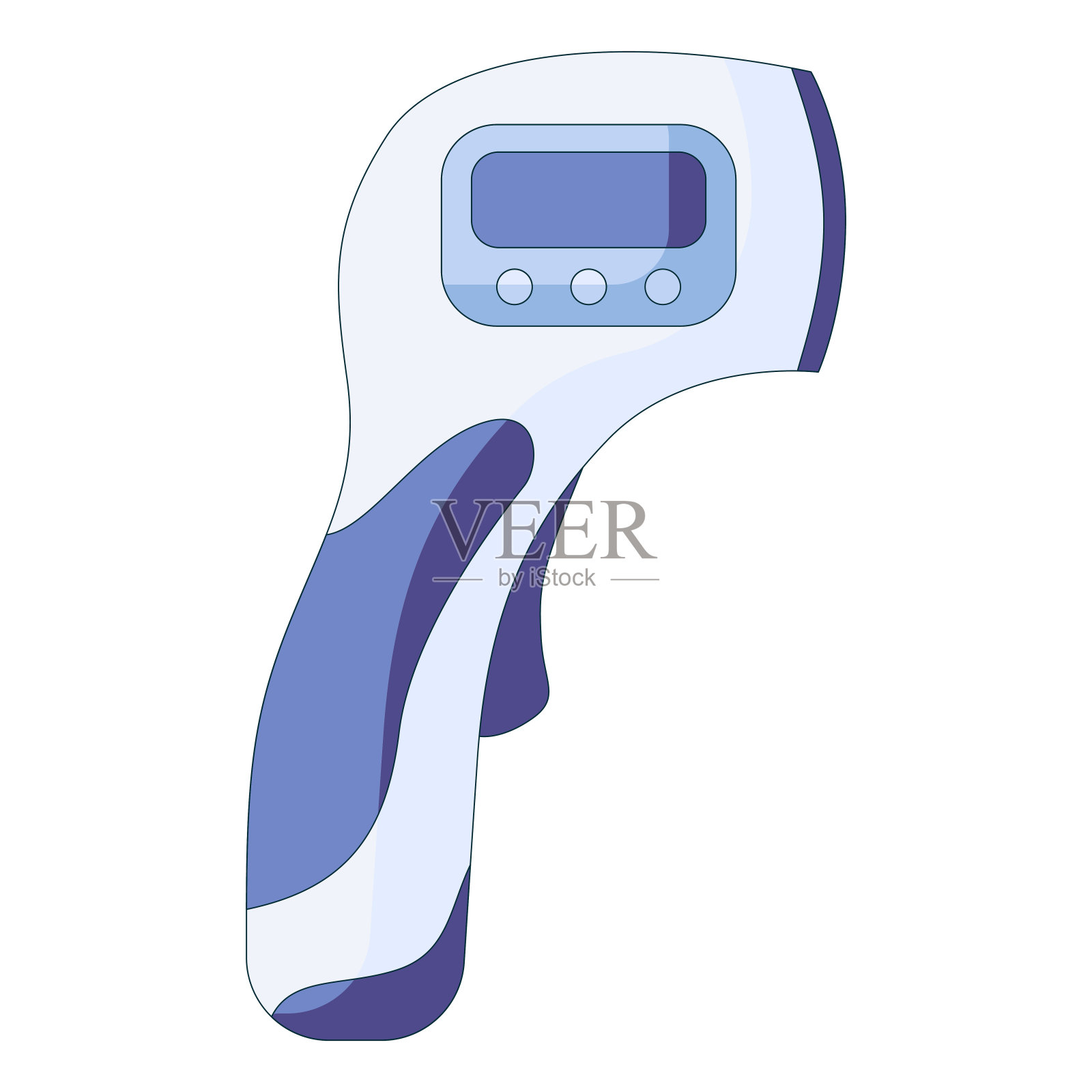 红外温度计，体温检查在一个平面风格孤立在一个白色的背景插画图片素材