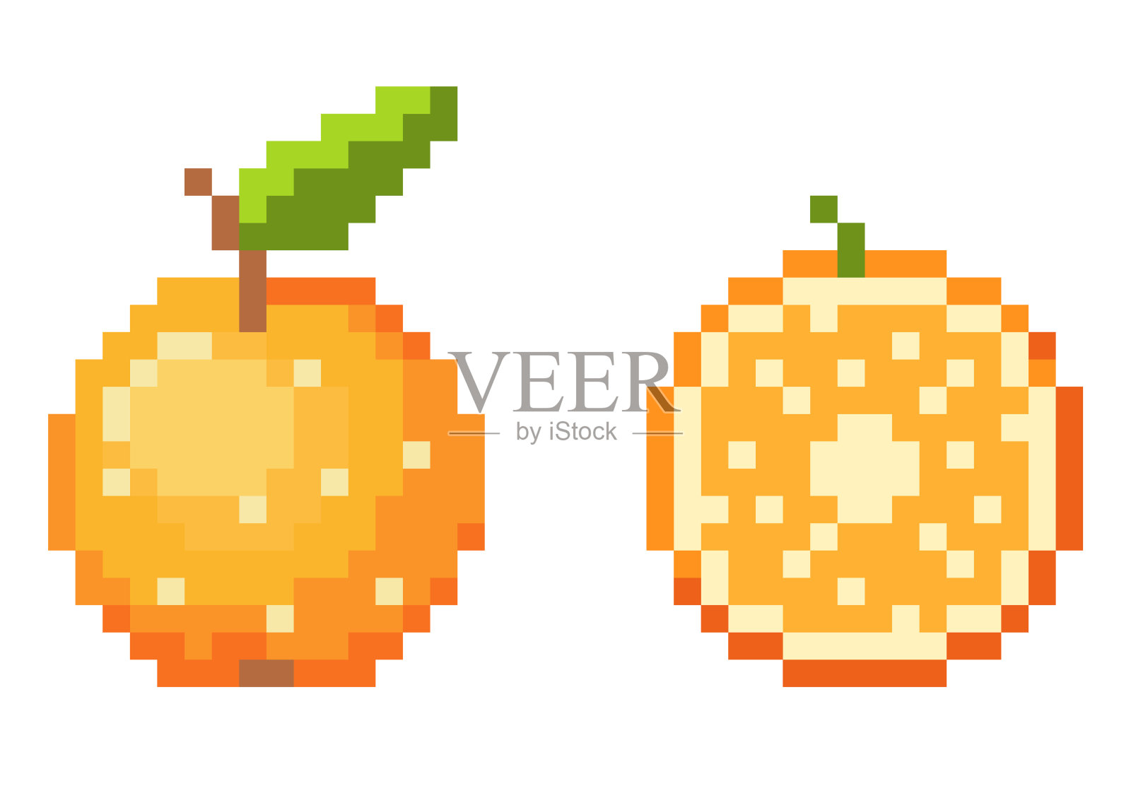 像素艺术橙色图标集。设计元素图片