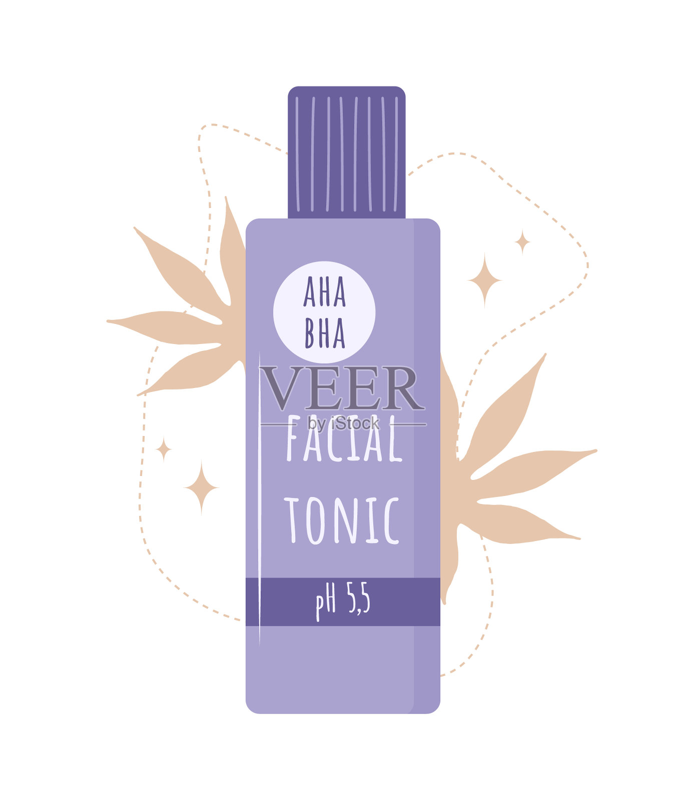 面部补药。皮肤护理。早晨例行公事。清洁、爽肤和保湿。手绘美容产品。矢量插图在平面卡通风格插画图片素材