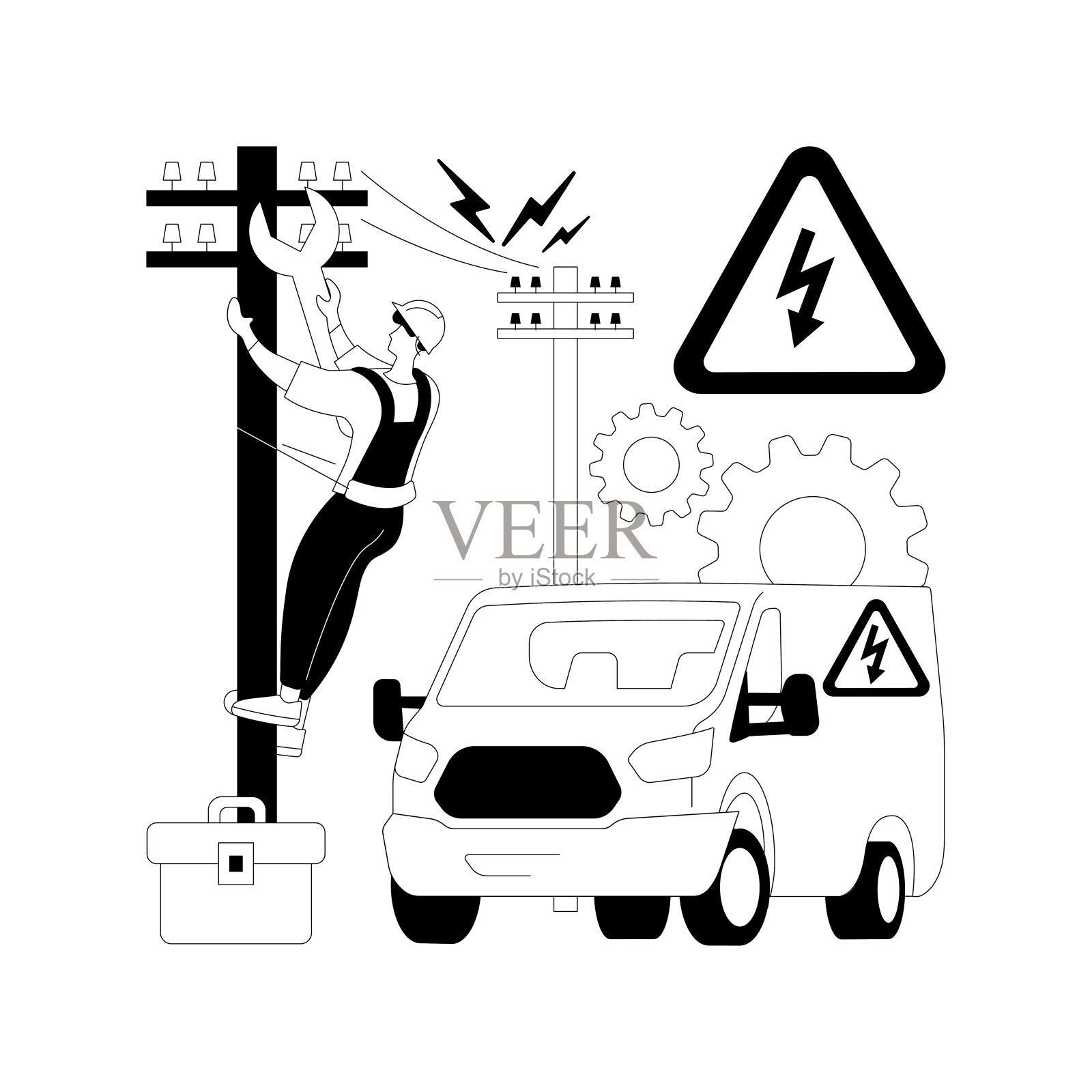 电工服务抽象概念矢量插图。插画图片素材