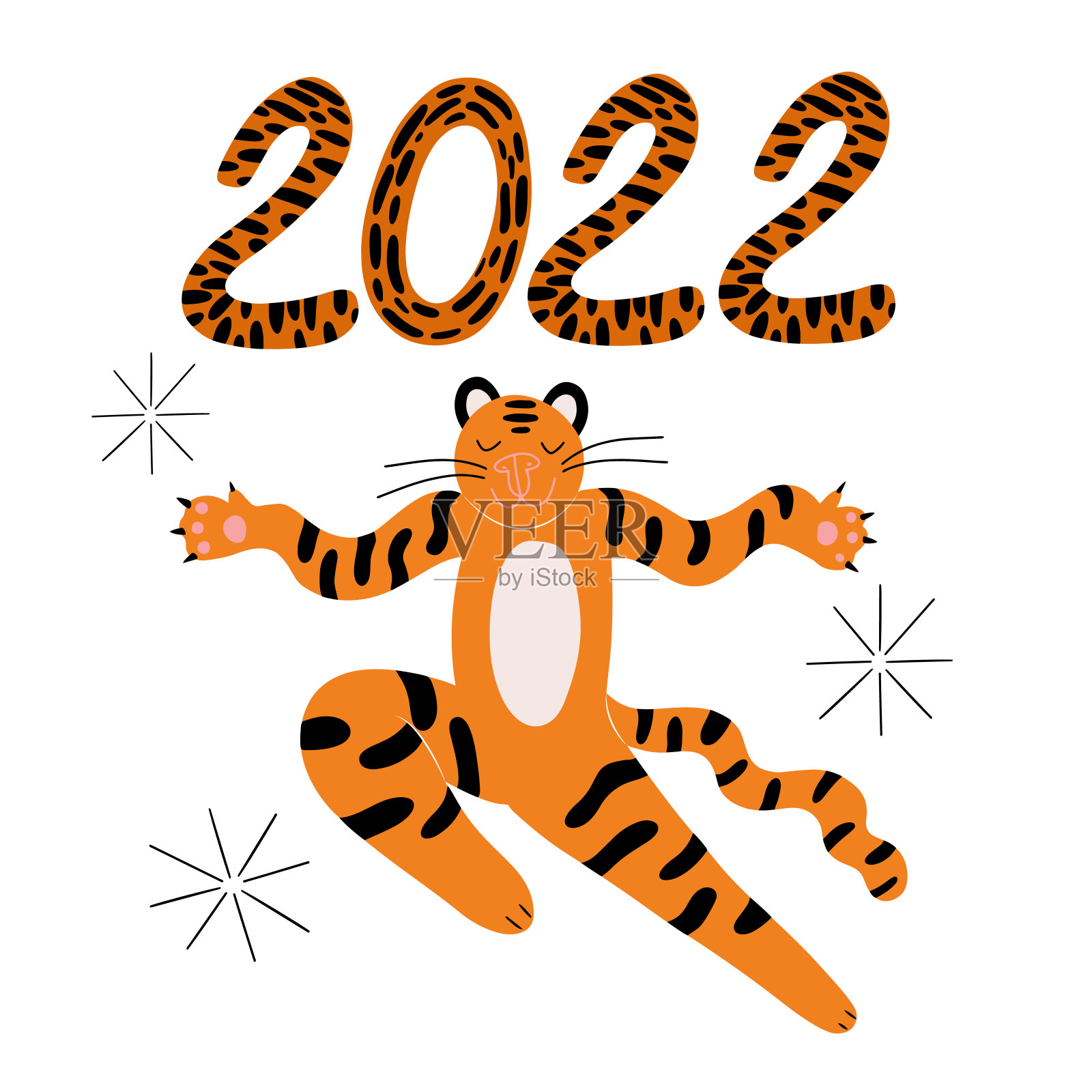 2022可爱的老虎插画图片素材