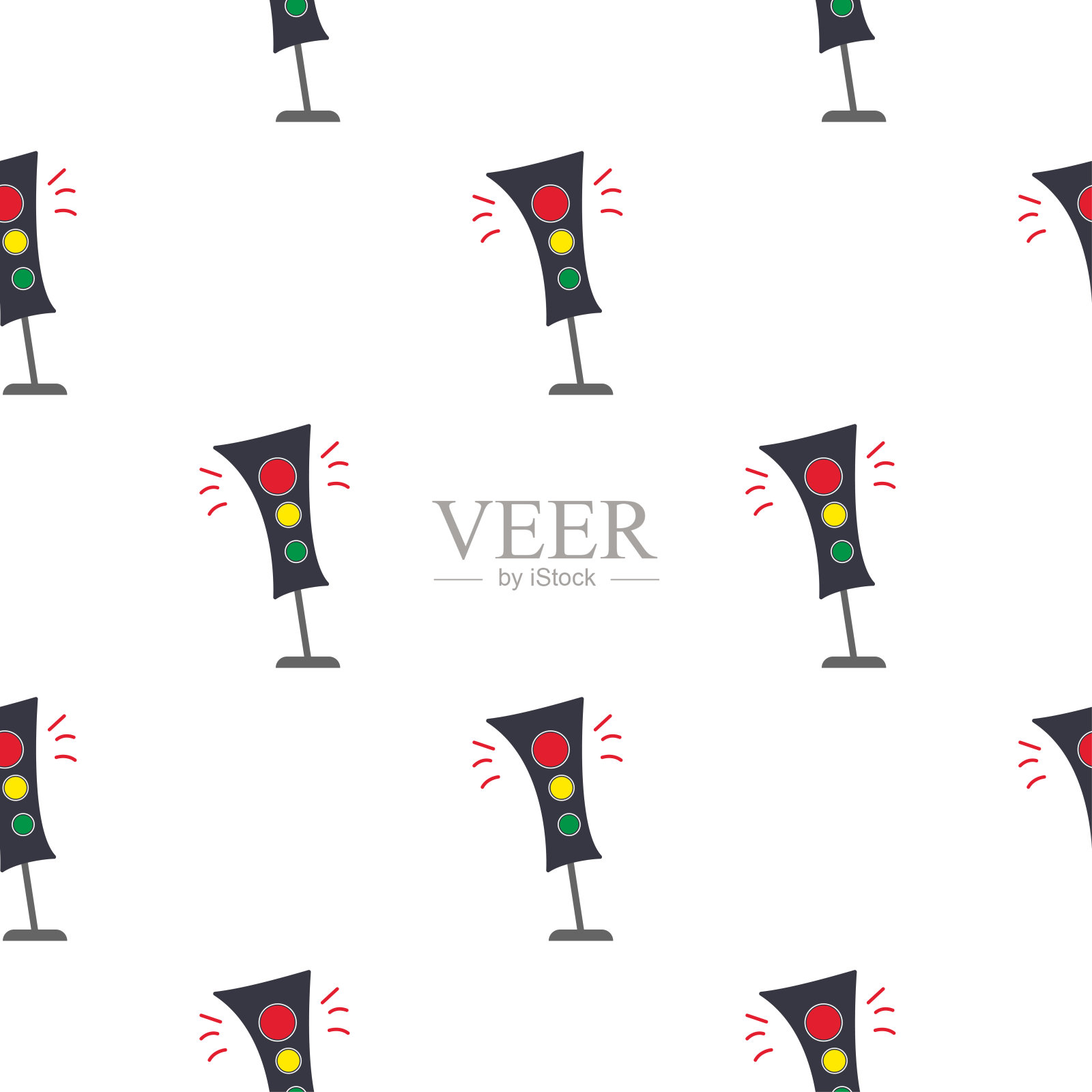 红绿灯无缝模式上的白色背景。插画图片素材