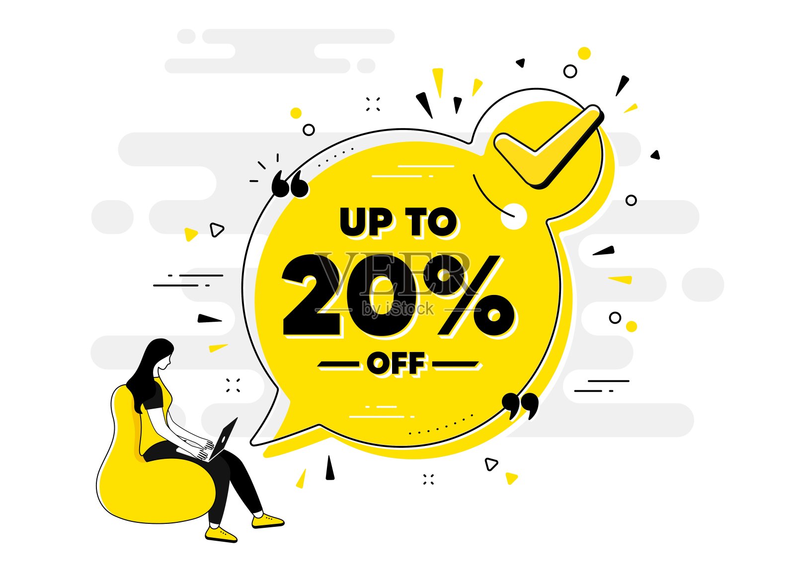 高达20%的折扣销售。折扣报价签。向量设计元素图片